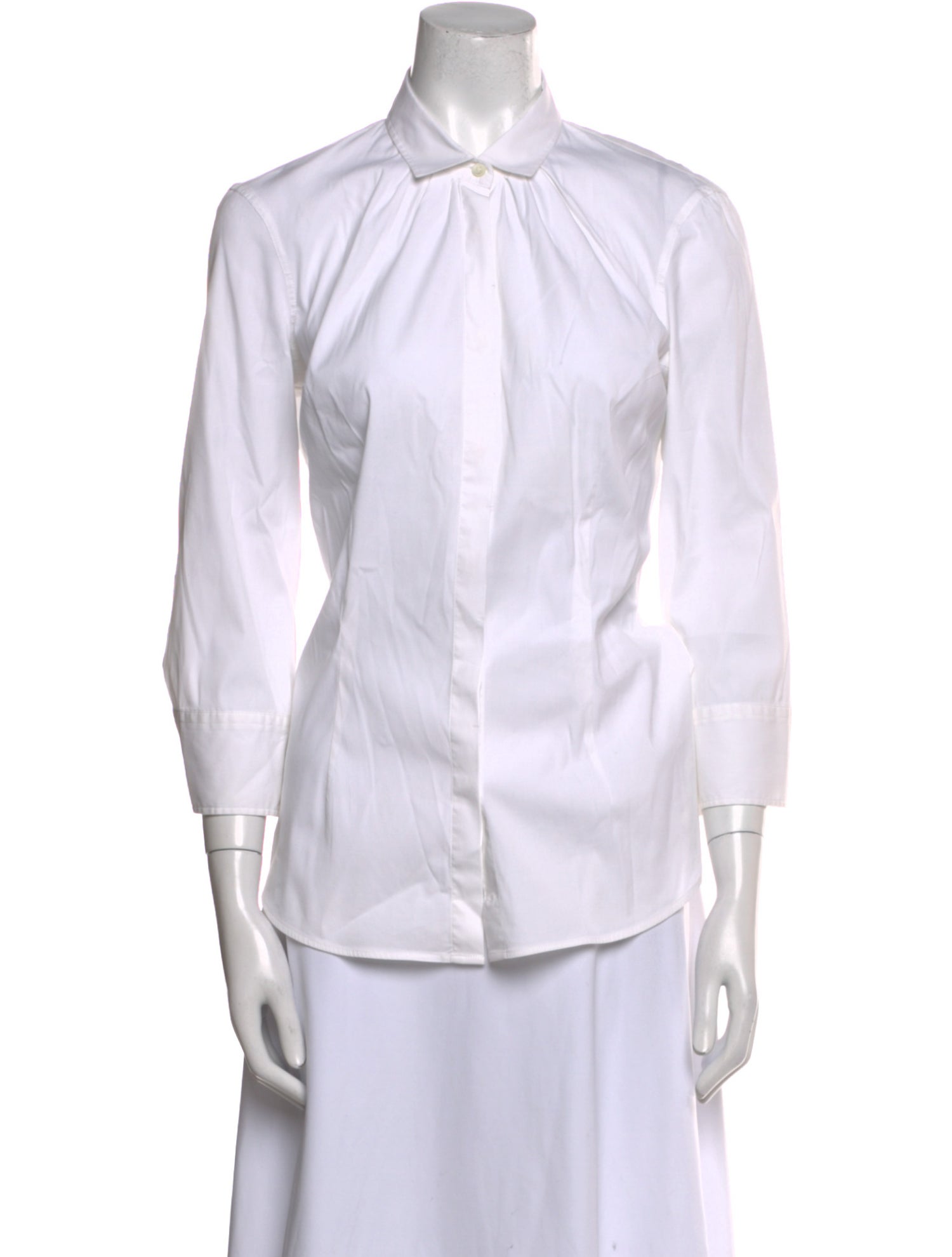 Brunello Cucinelli Three-Quarter Sleeve Button-Up Top