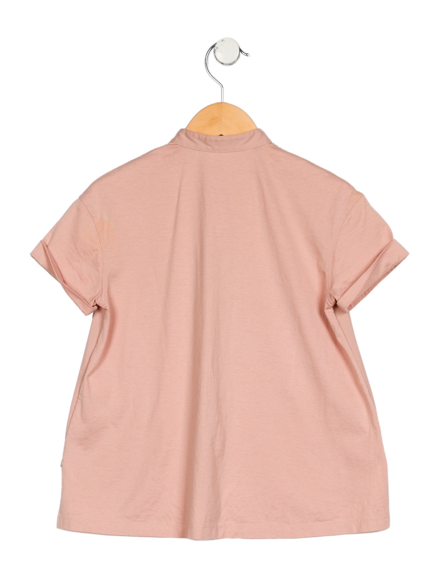 Brunello Cucinelli Girls' Embroidered Short Sleeve Button Up Shirt