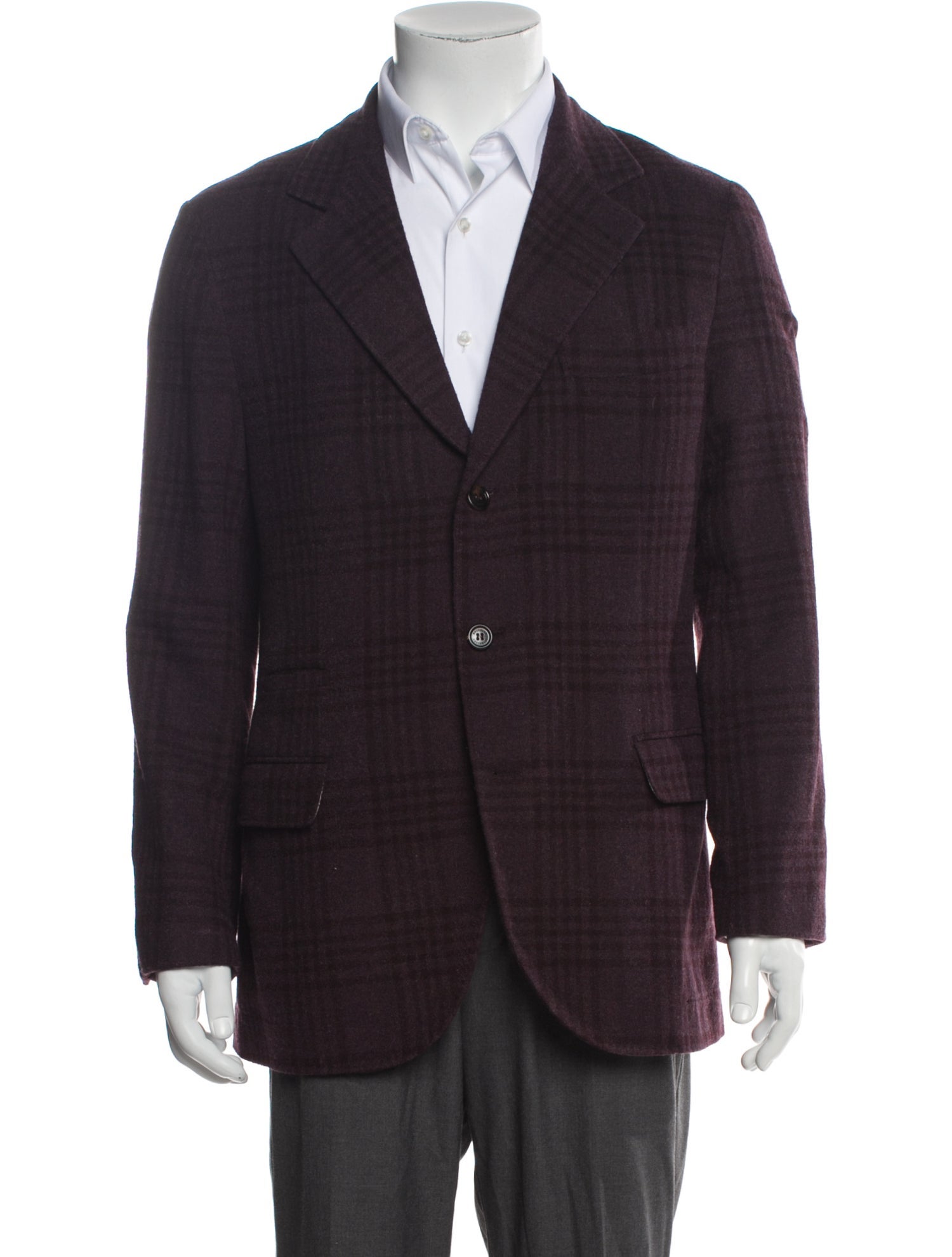Brunello Cucinelli Wool Plaid Print Blazer
