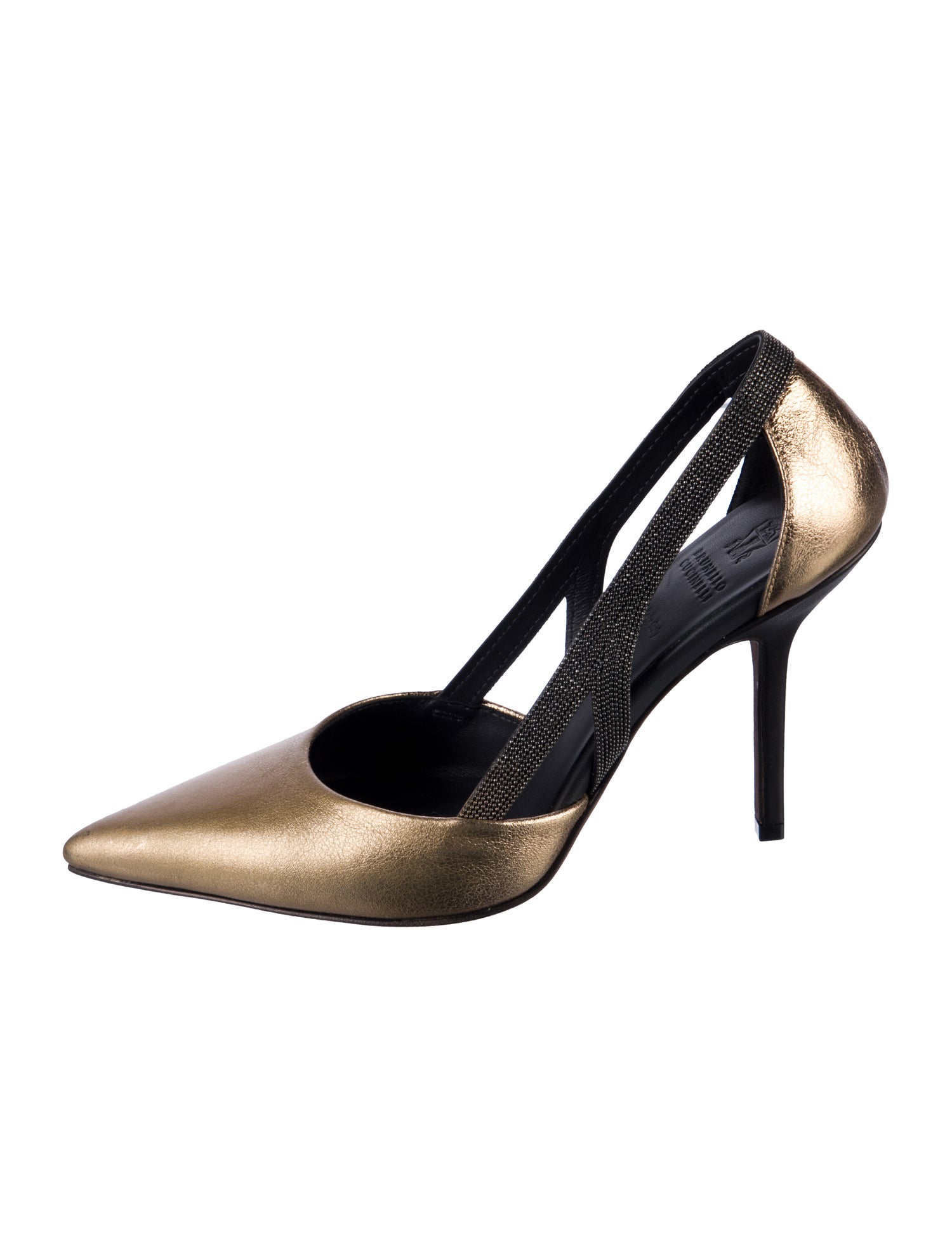 Brunello Cucinelli Monili Leather Slingback Pumps