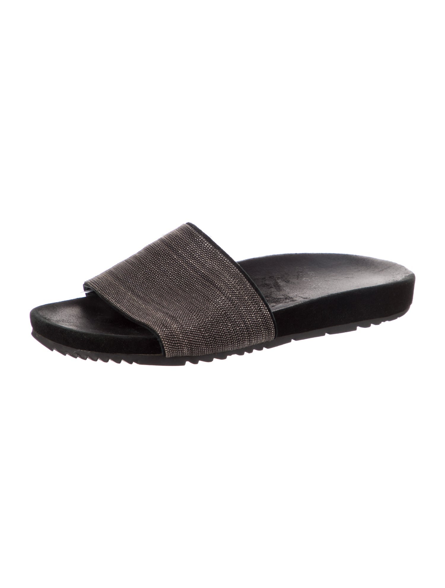 Brunello Cucinelli Monili Leather Slides