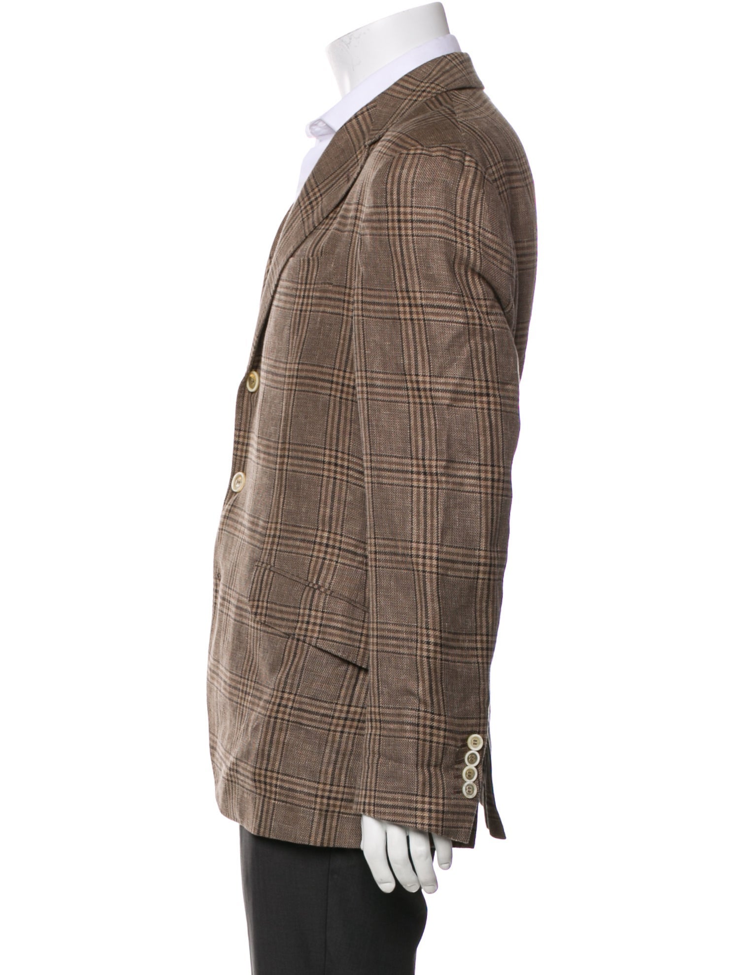 Brunello Cucinelli Linen Plaid Print Blazer