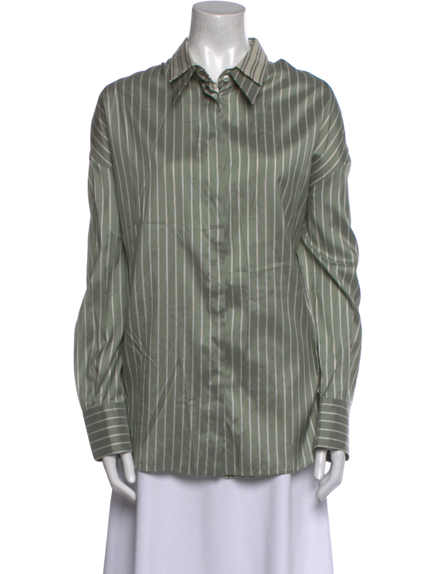 Brunello Cucinelli Silk Striped Button-Up Top