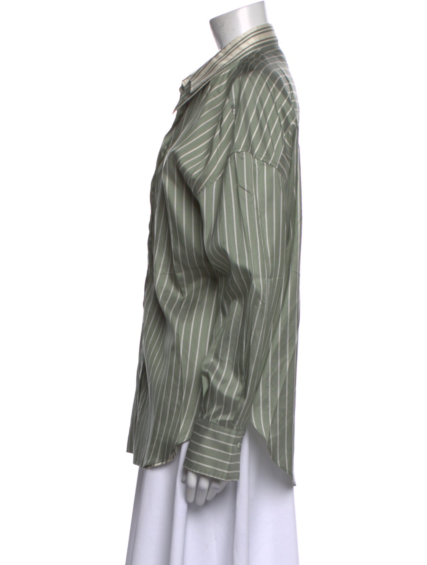 Brunello Cucinelli Silk Striped Button-Up Top