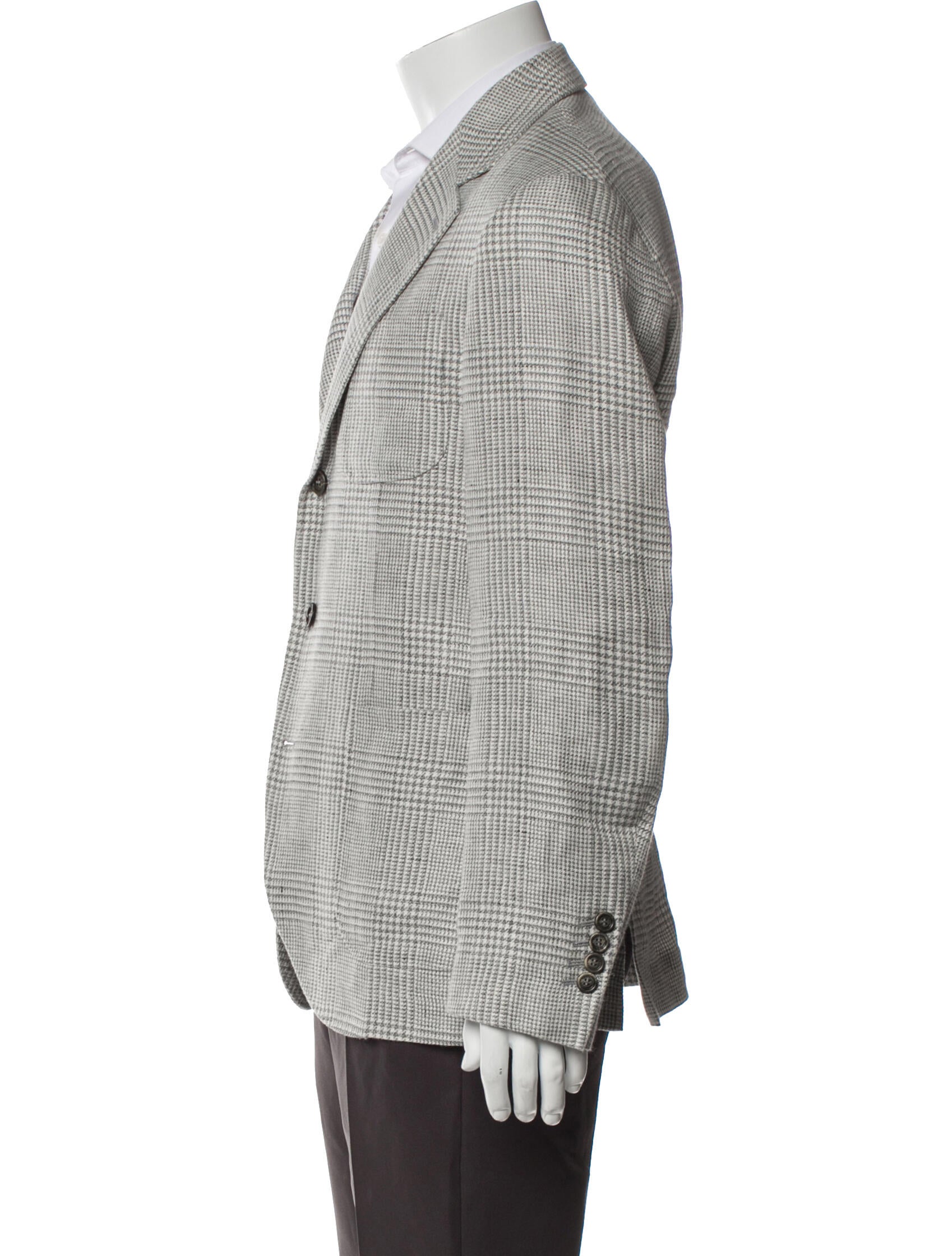 Brunello Cucinelli Linen Houndstooth Print Blazer