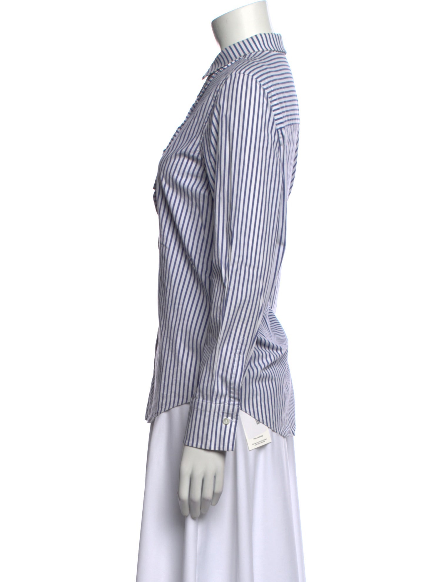 Brunello Cucinelli Striped Long Sleeve Button-Up Top
