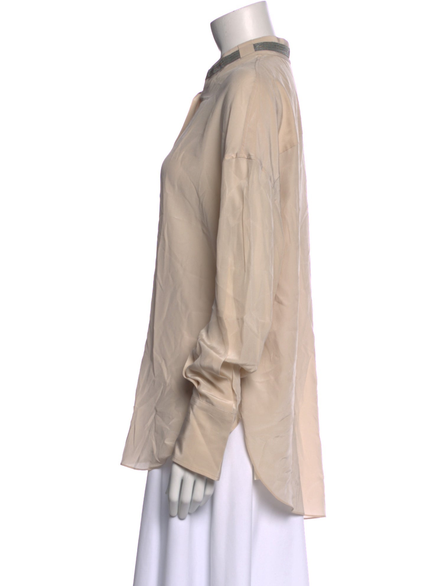 Brunello Cucinelli Silk Mock Neck Blouse