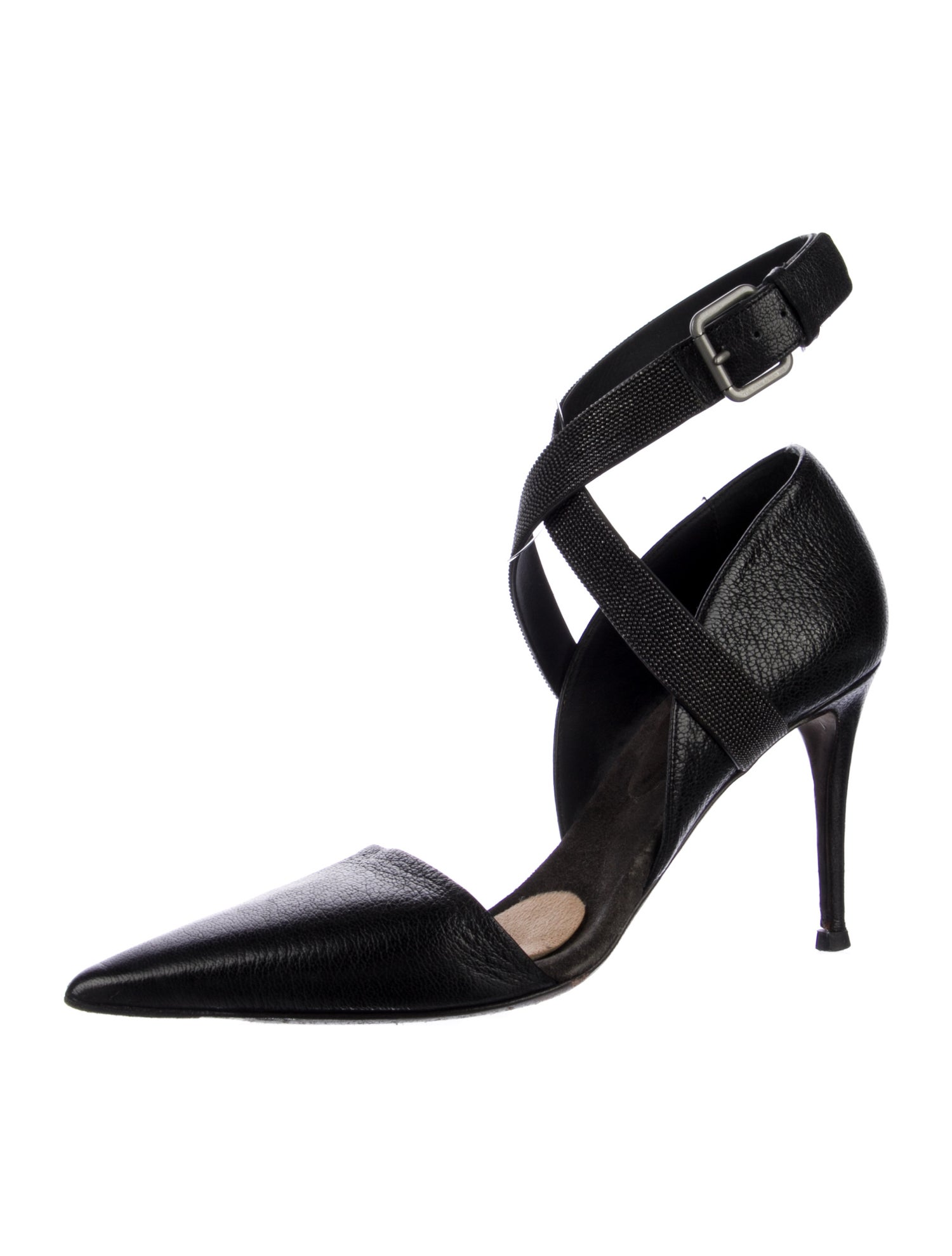 Brunello Cucinelli Monili Leather D'Orsay Pumps