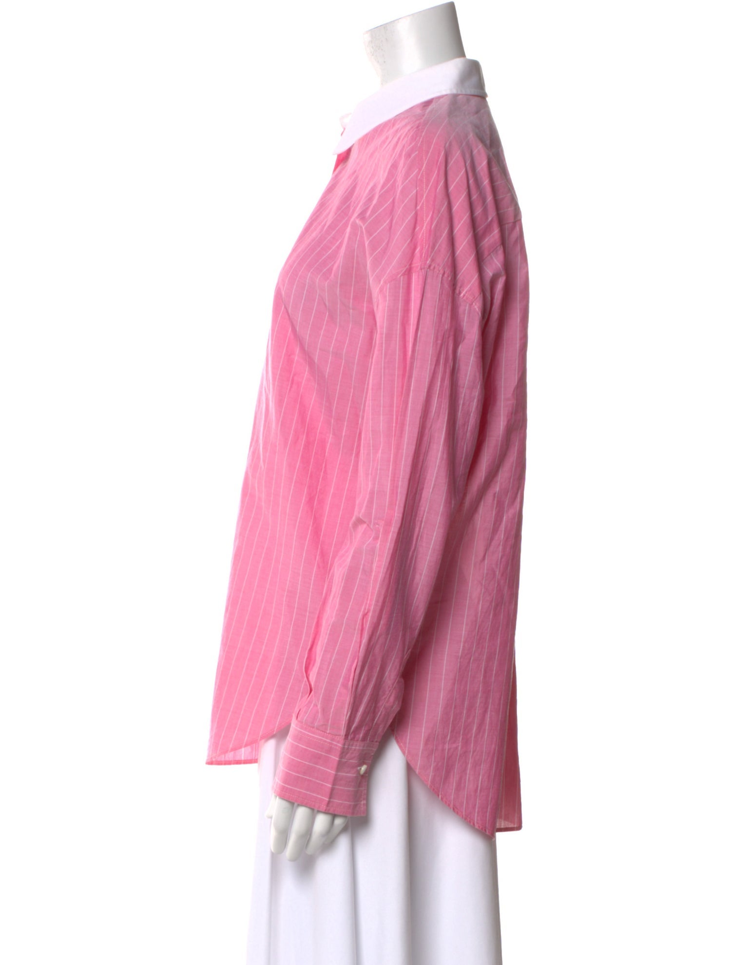 Brunello Cucinelli Striped Long Sleeve Button-Up Top