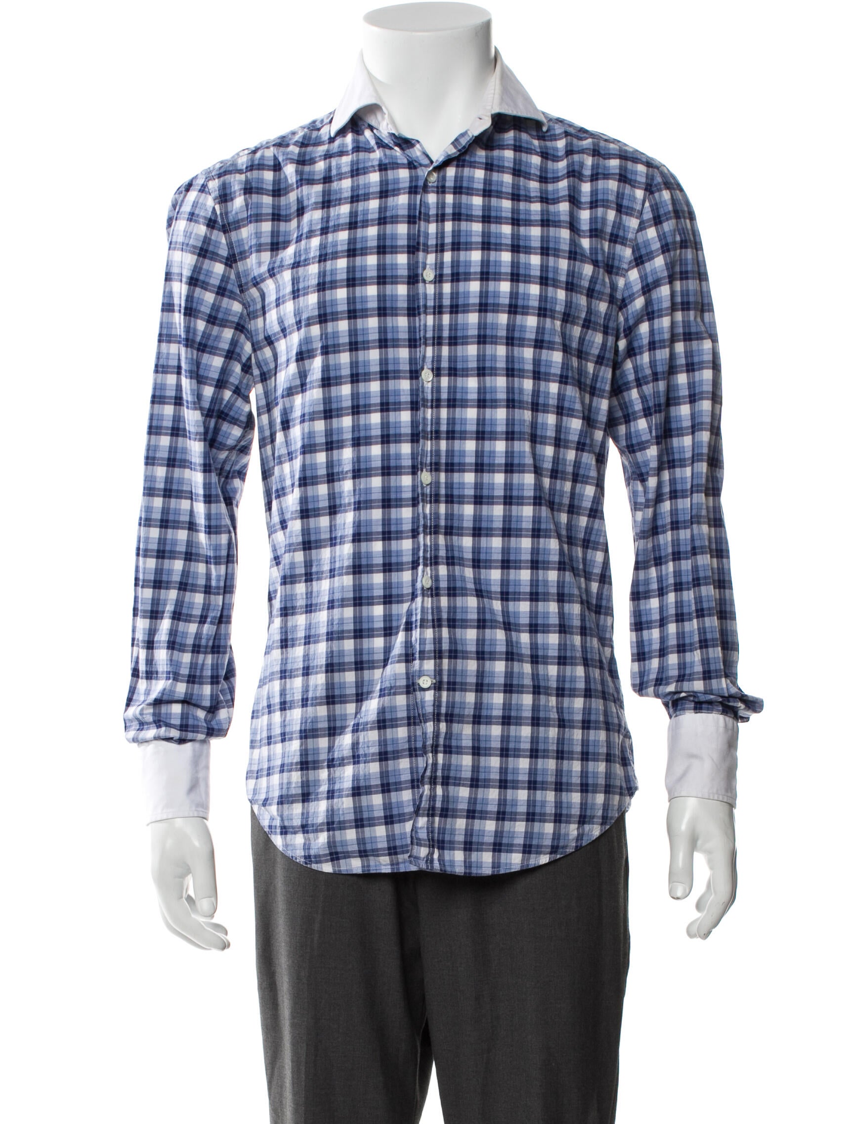 Brunello Cucinelli Plaid Print Long Sleeve Shirt