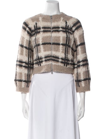 Brunello Cucinelli Alpaca Plaid Print Sweater