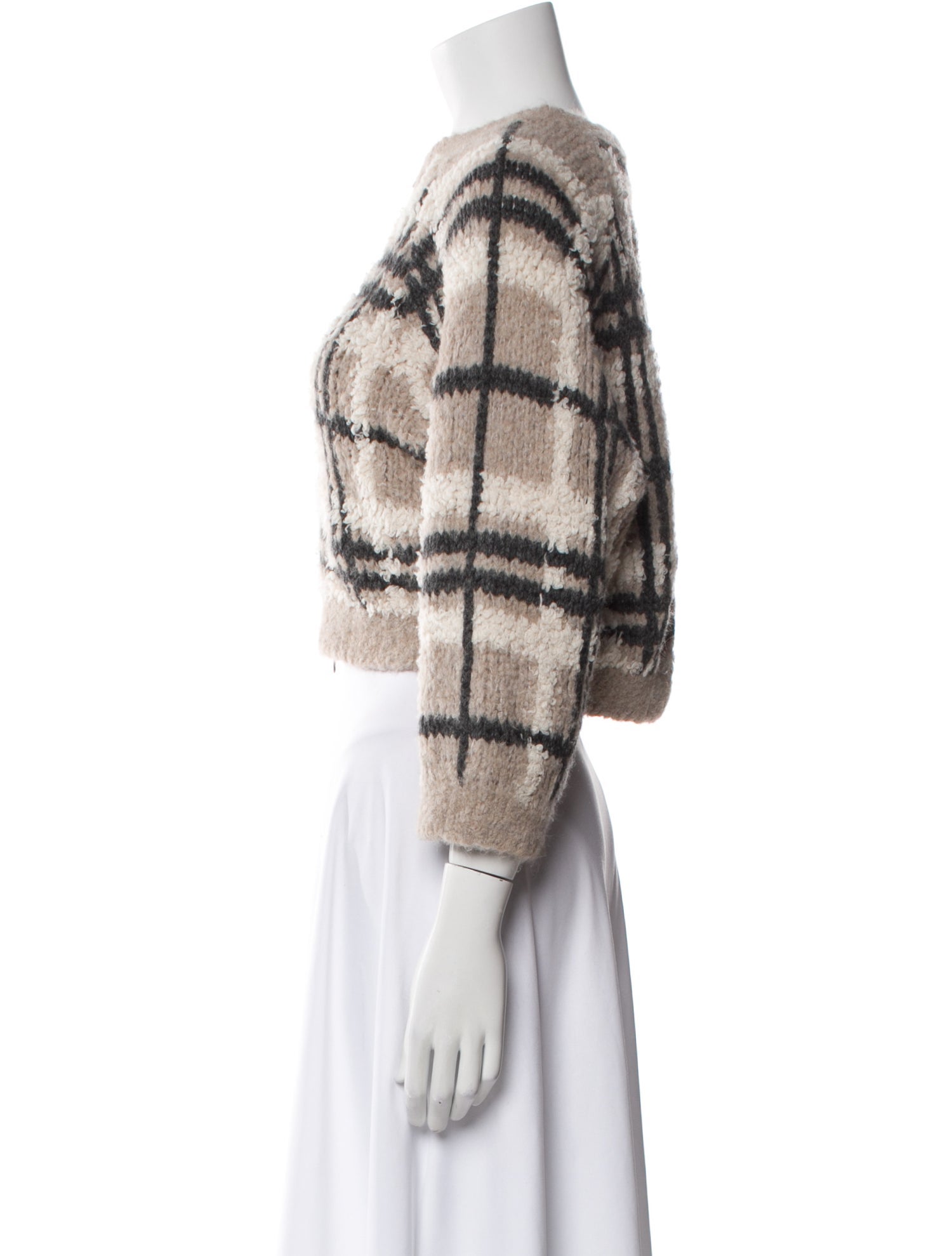 Brunello Cucinelli Alpaca Plaid Print Sweater