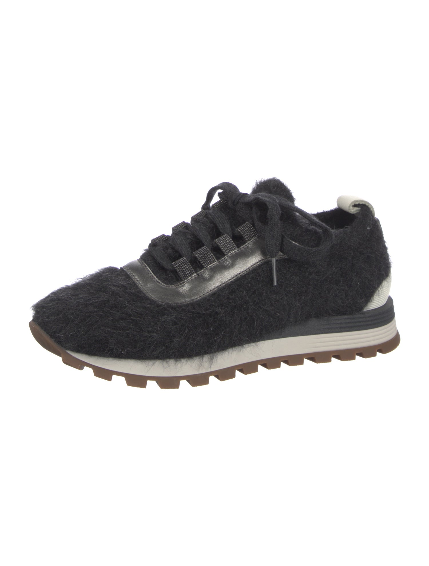 Brunello Cucinelli Wool Beaded Accents Athletic Sneakers