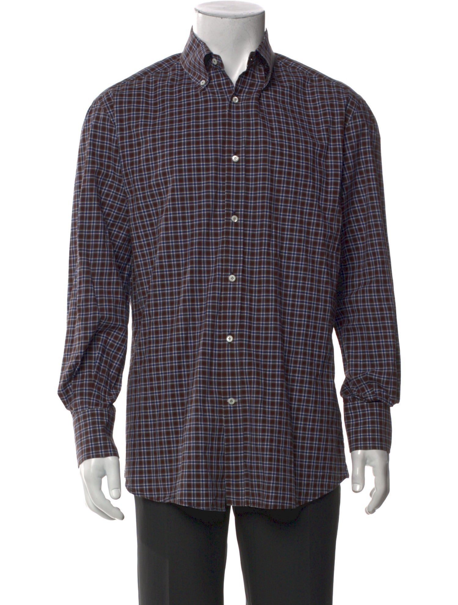 Brunello Cucinelli Plaid Print Long Sleeve Shirt