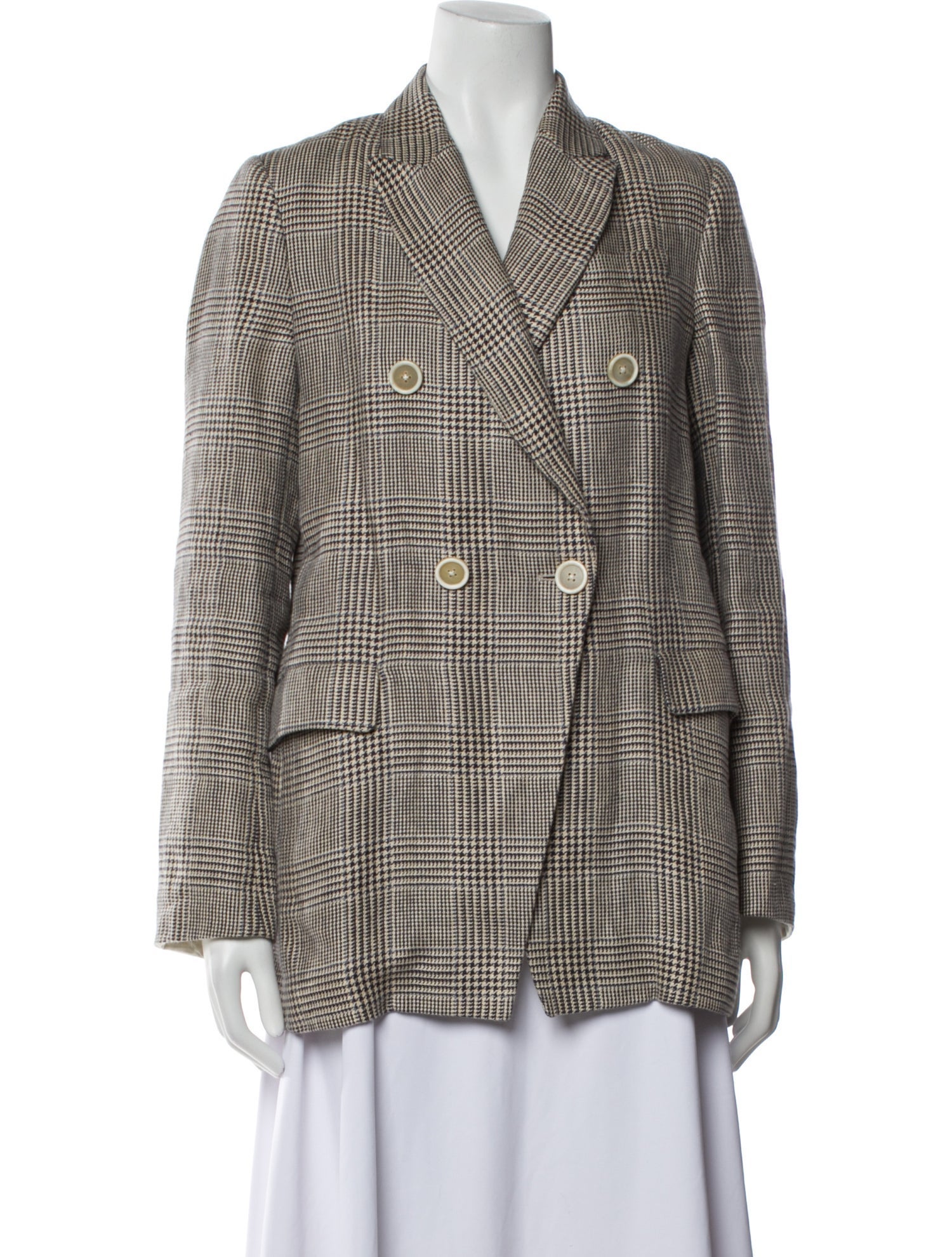 Brunello Cucinelli Linen Plaid Print Blazer