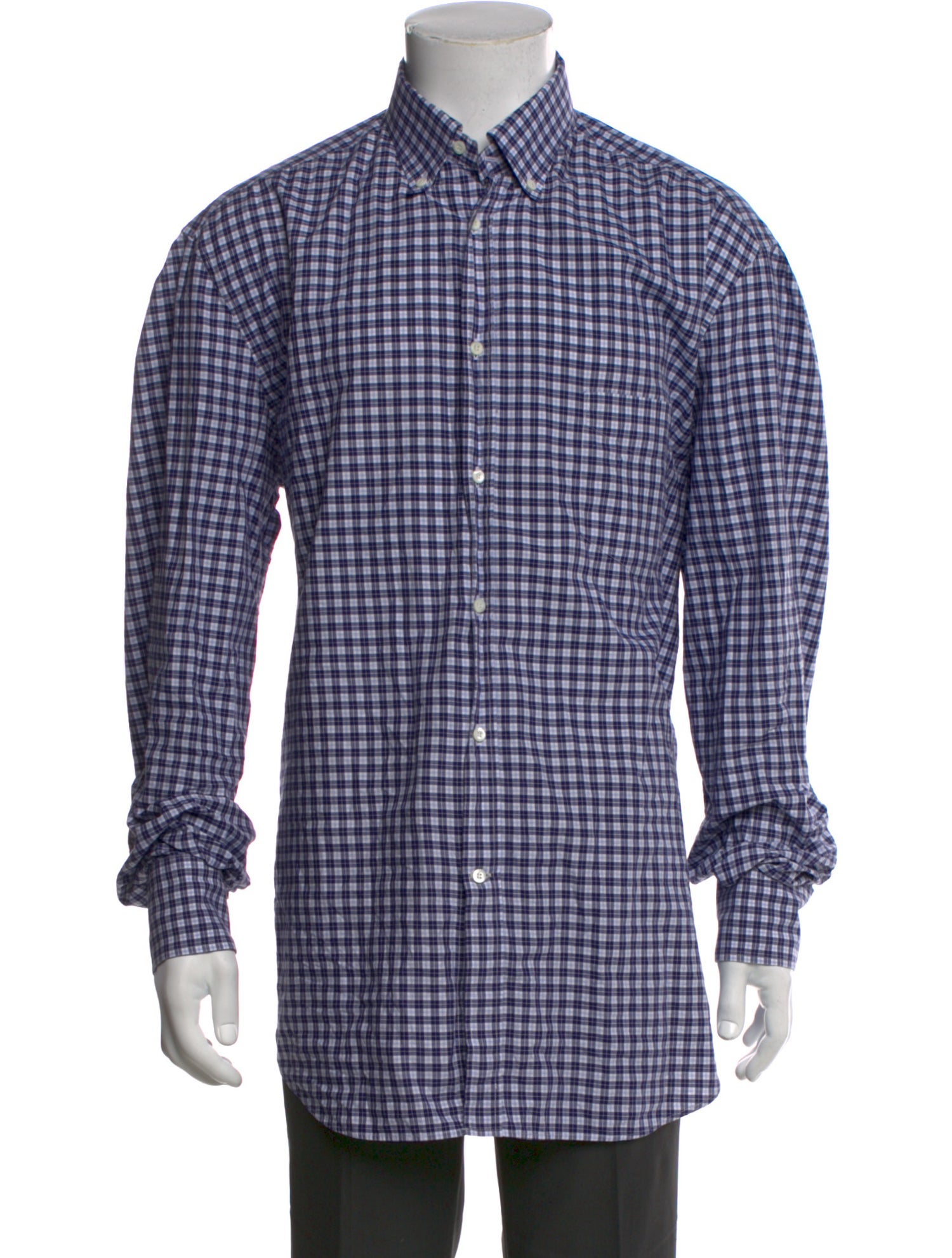 Brunello Cucinelli Plaid Print Long Sleeve Shirt