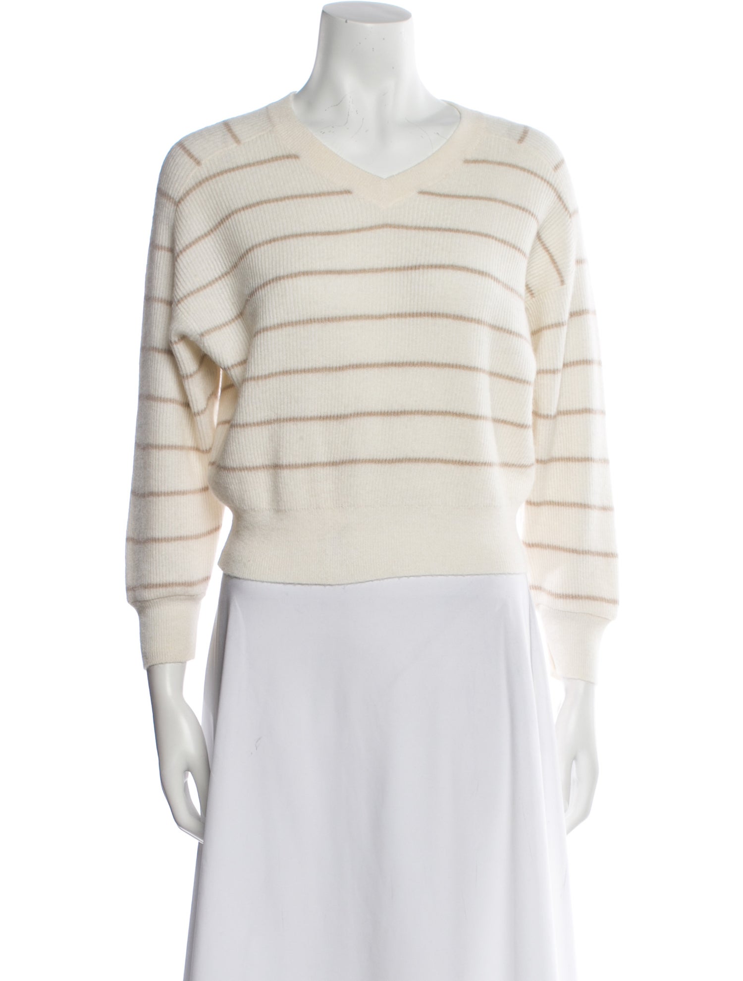Brunello Cucinelli Striped V-Neck Sweater