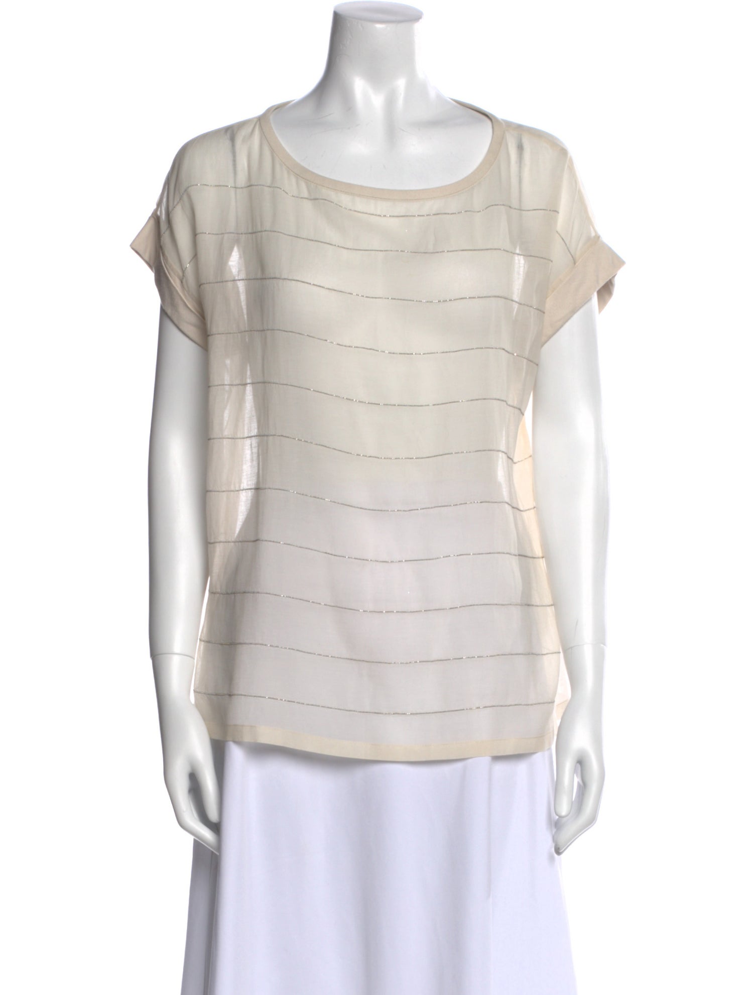 Brunello Cucinelli Striped Scoop Neck T-Shirt