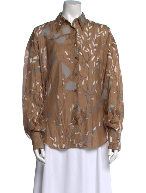 Brunello Cucinelli Silk Printed Button-Up Top