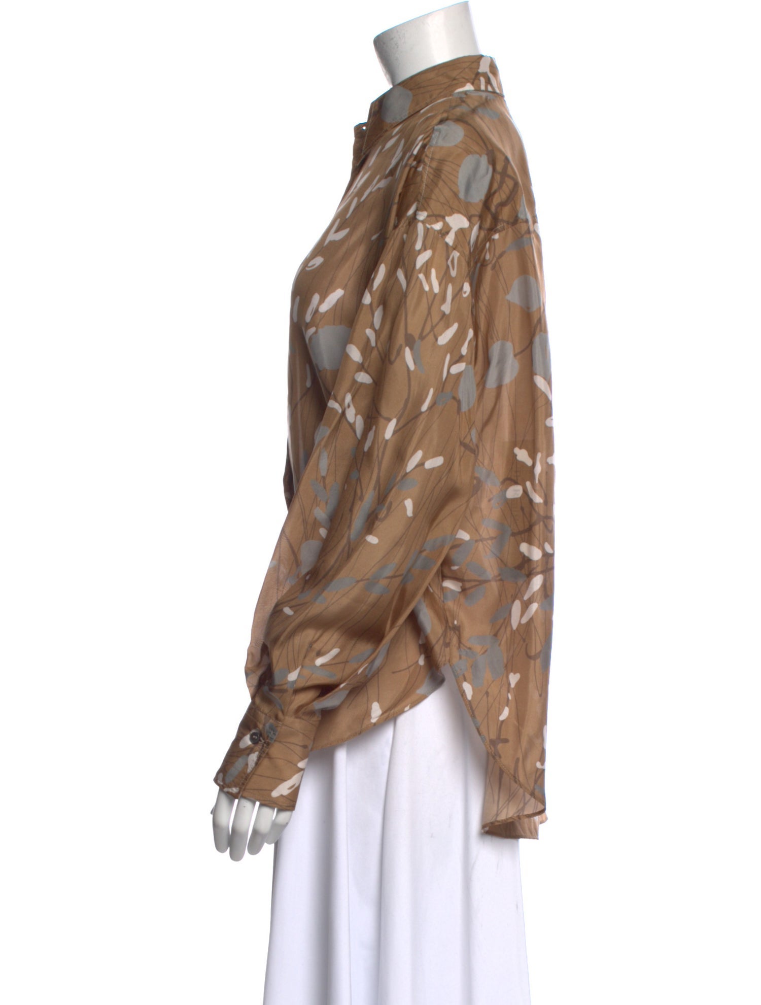 Brunello Cucinelli Silk Printed Button-Up Top