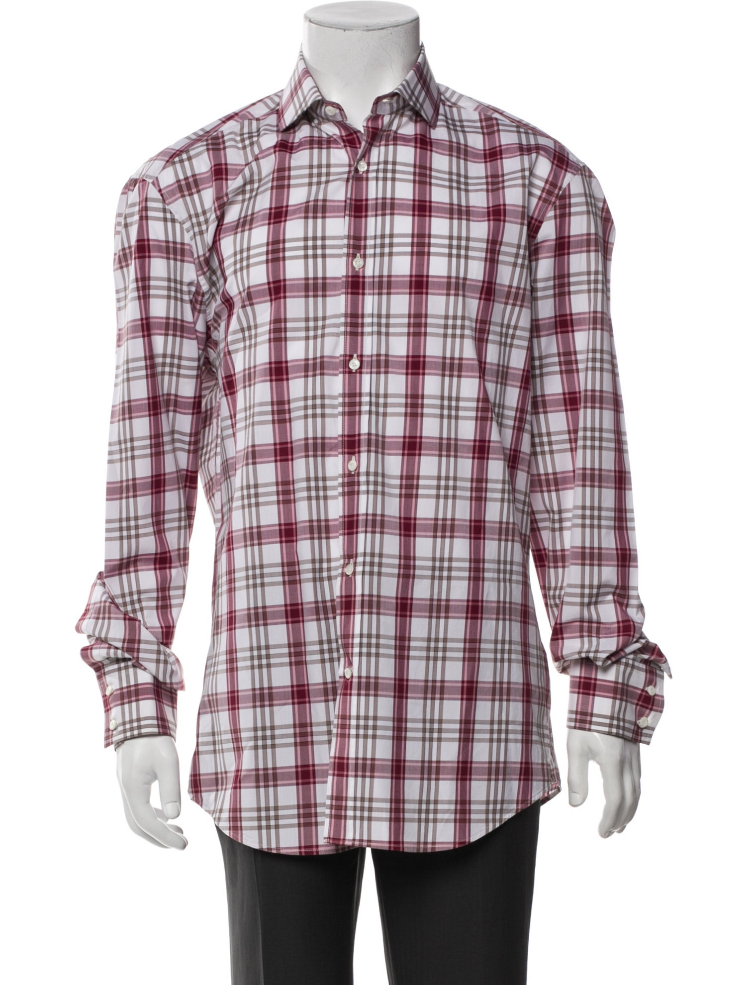 Brunello Cucinelli Plaid Print Long Sleeve Shirt