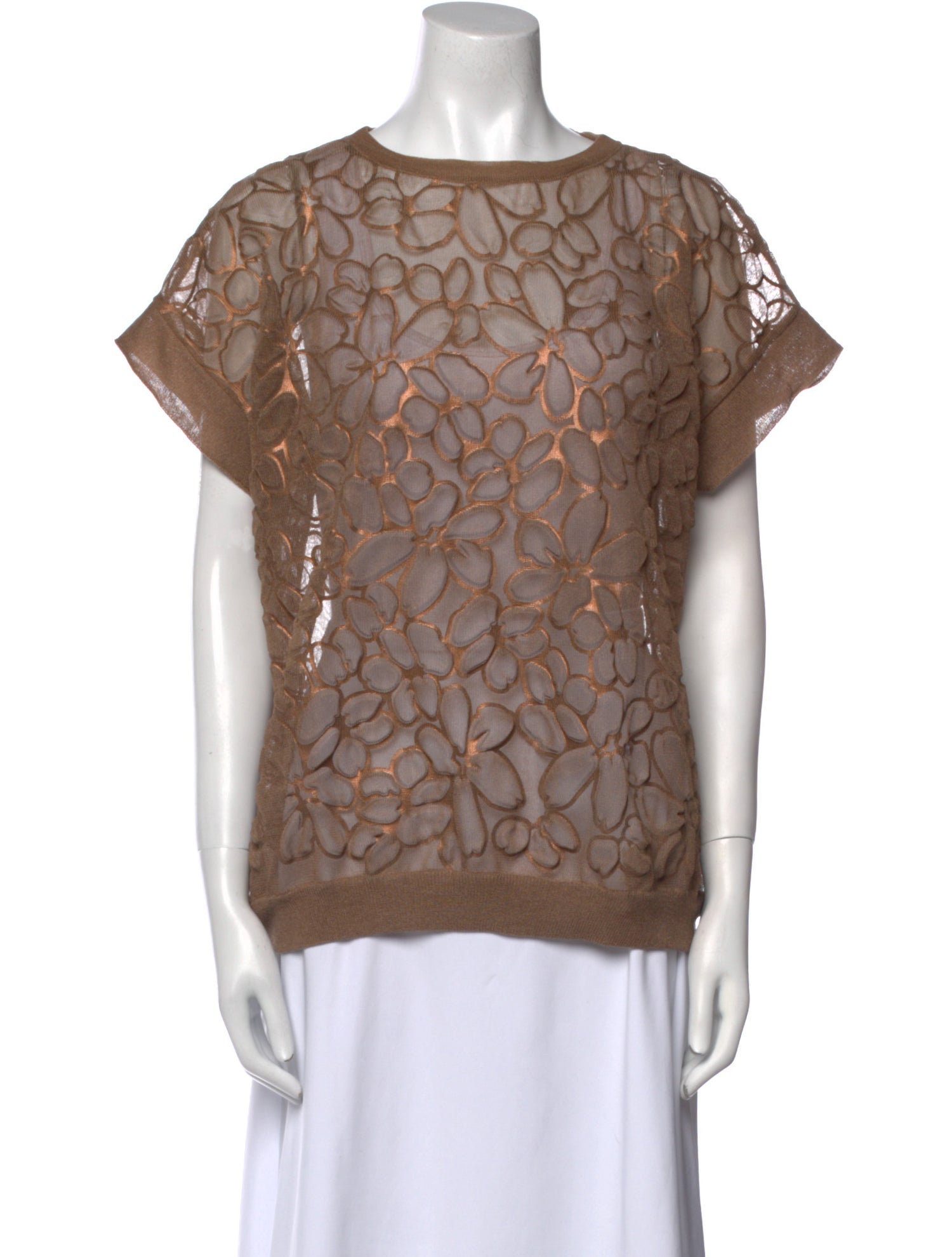 Brunello Cucinelli Patterned Scoop Neck Blouse