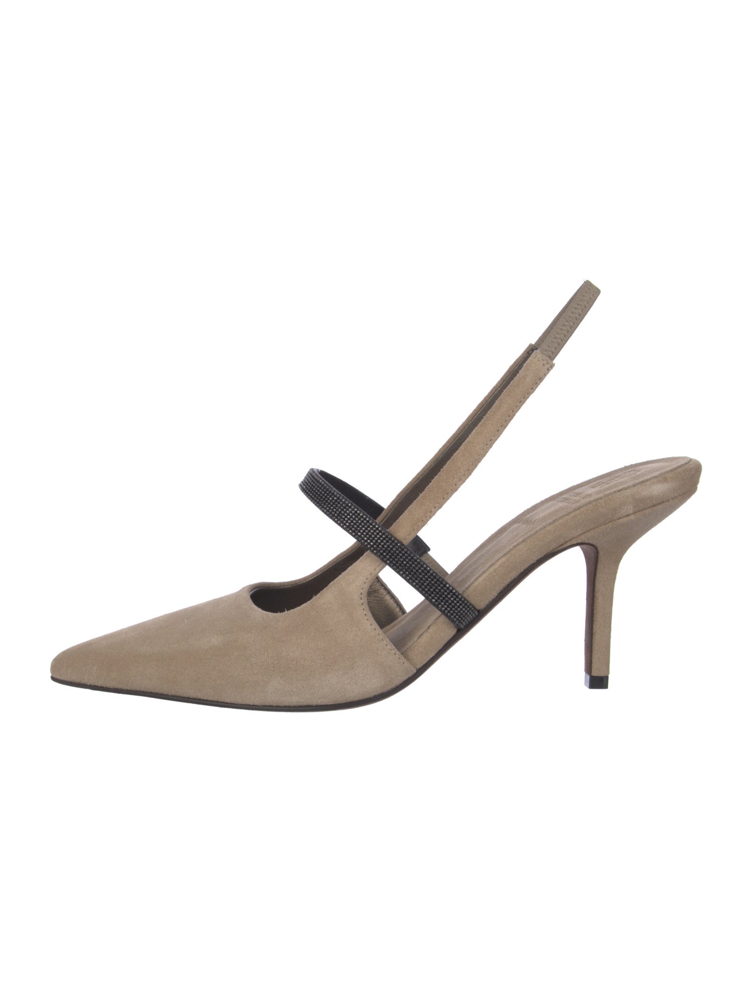 Brunello Cucinelli Monili Suede Slingback Pumps