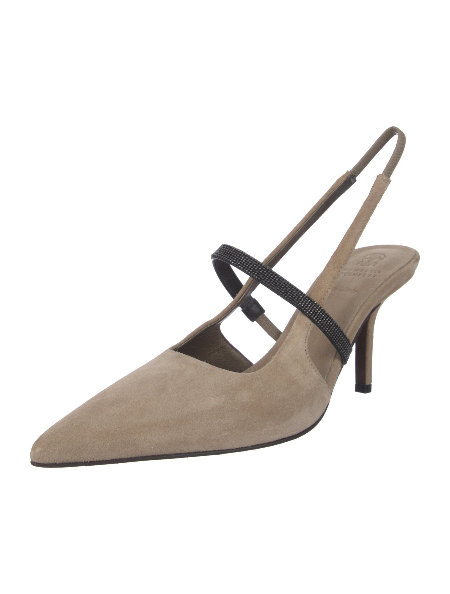 Brunello Cucinelli Monili Suede Slingback Pumps