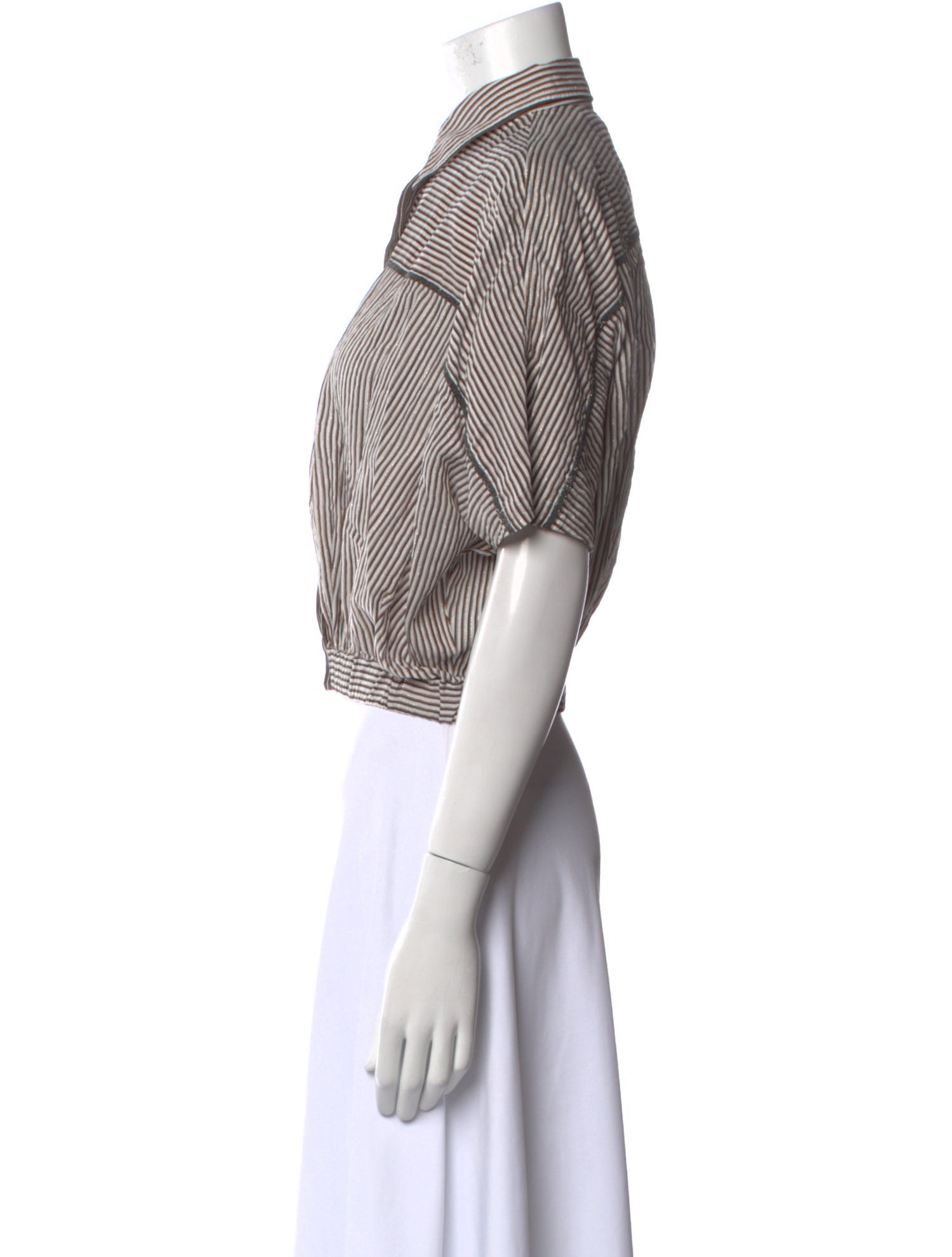 Brunello Cucinelli Striped Mock Neck Crop Top