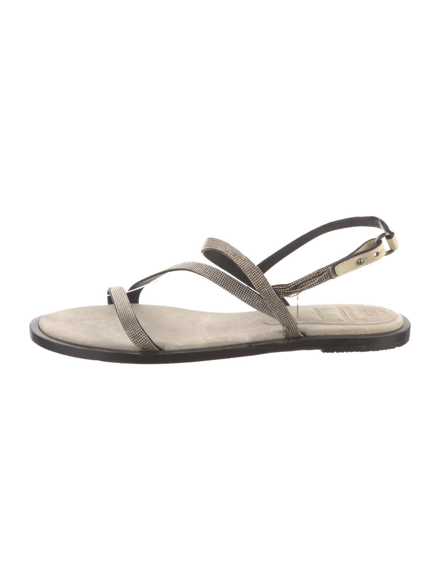 Brunello Cucinelli Monili Suede Slingback Sandals
