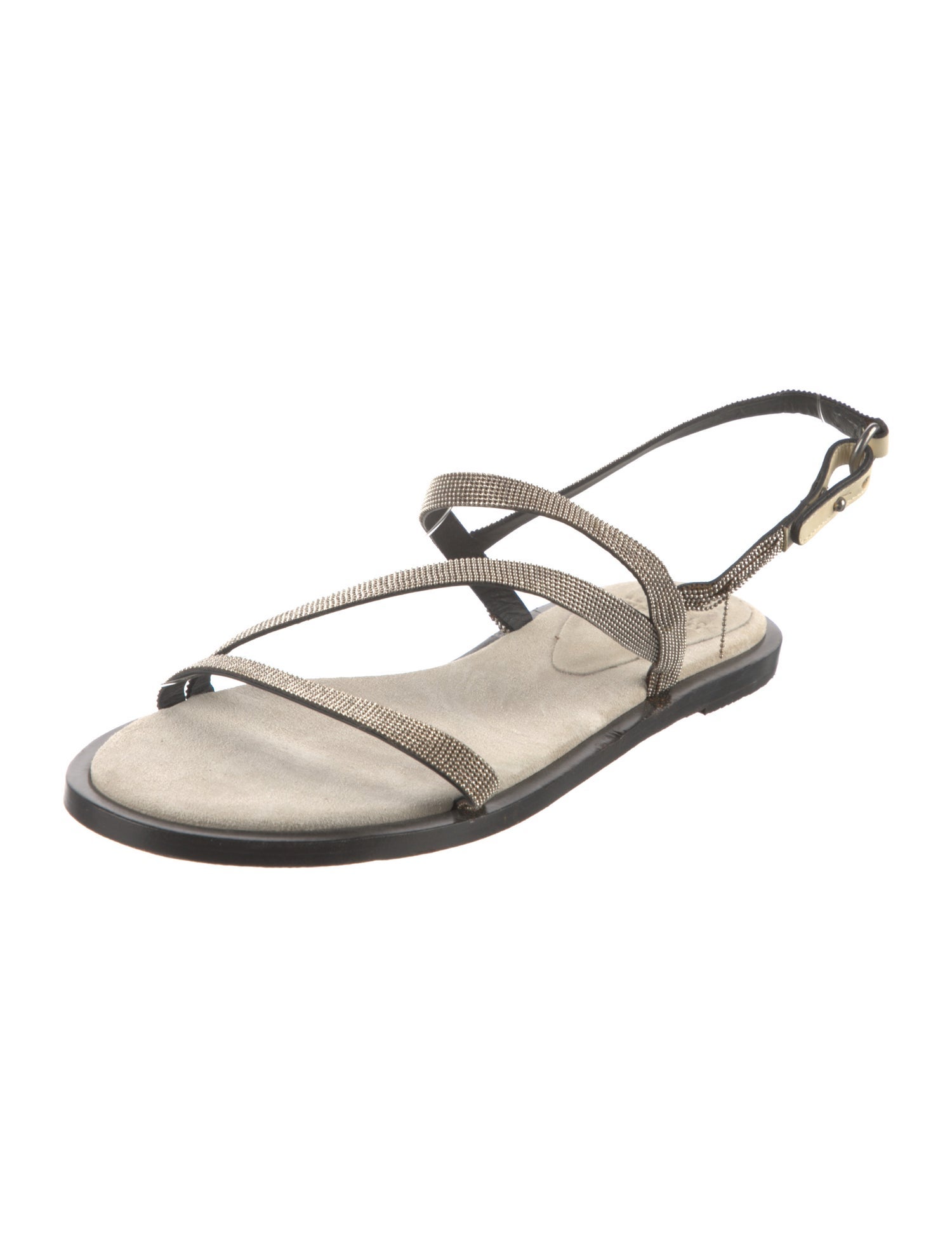 Brunello Cucinelli Monili Suede Slingback Sandals