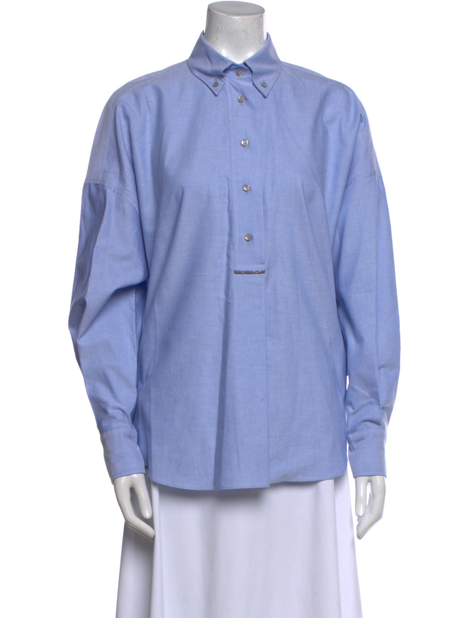 Brunello Cucinelli Long Sleeve Button-Up Top