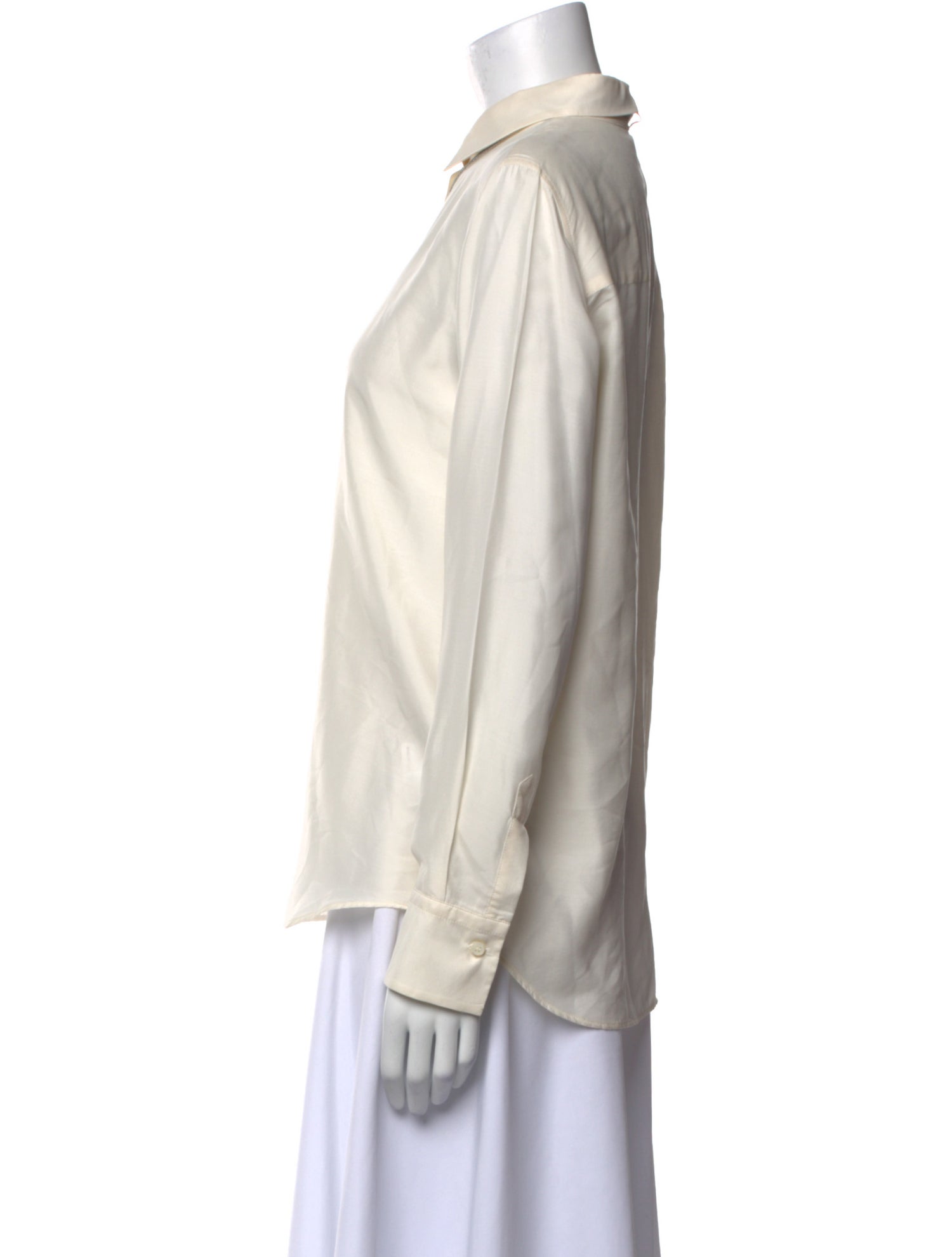 Brunello Cucinelli Silk Long Sleeve Button-Up Top