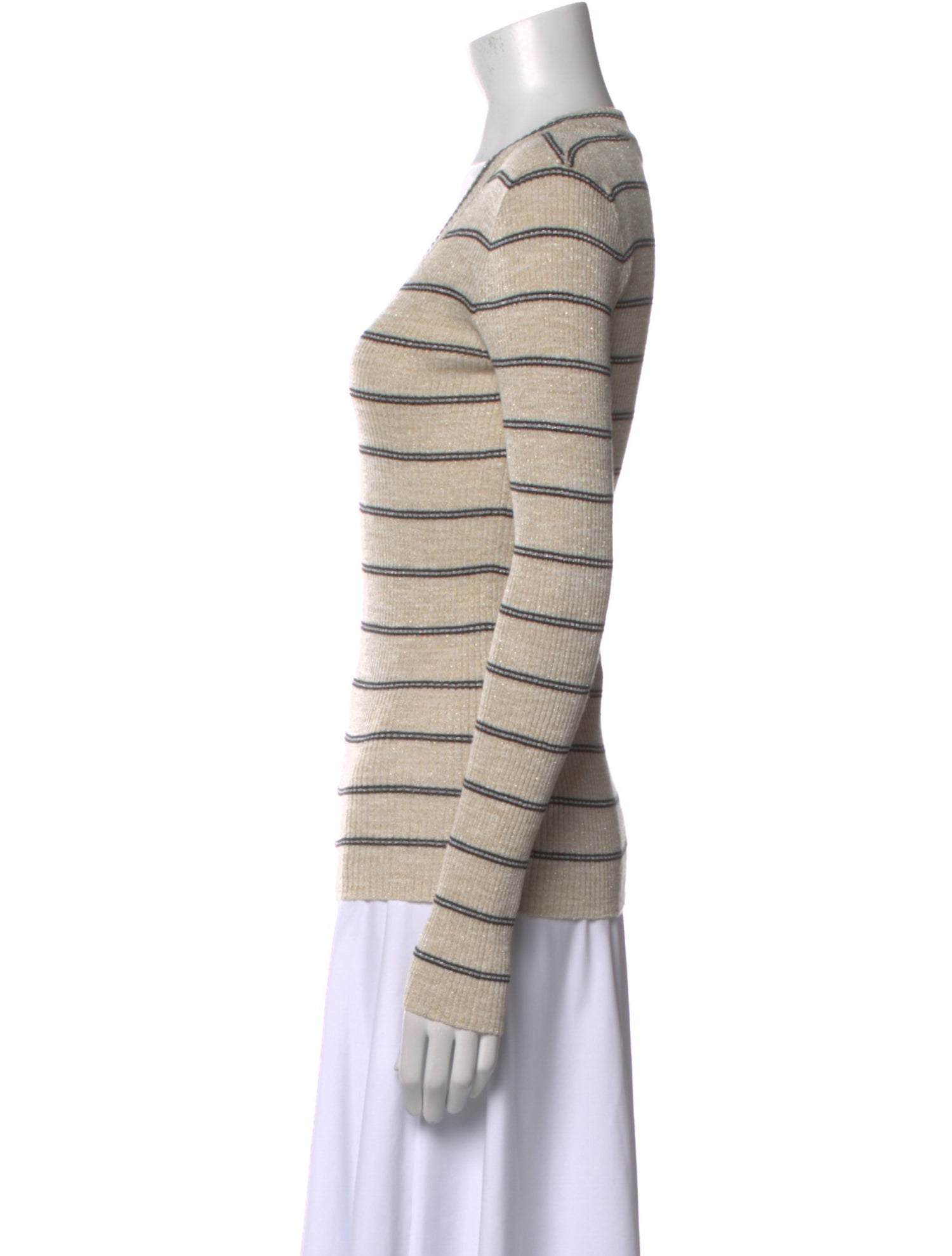Brunello Cucinelli Striped V-Neck Top w/ Tags