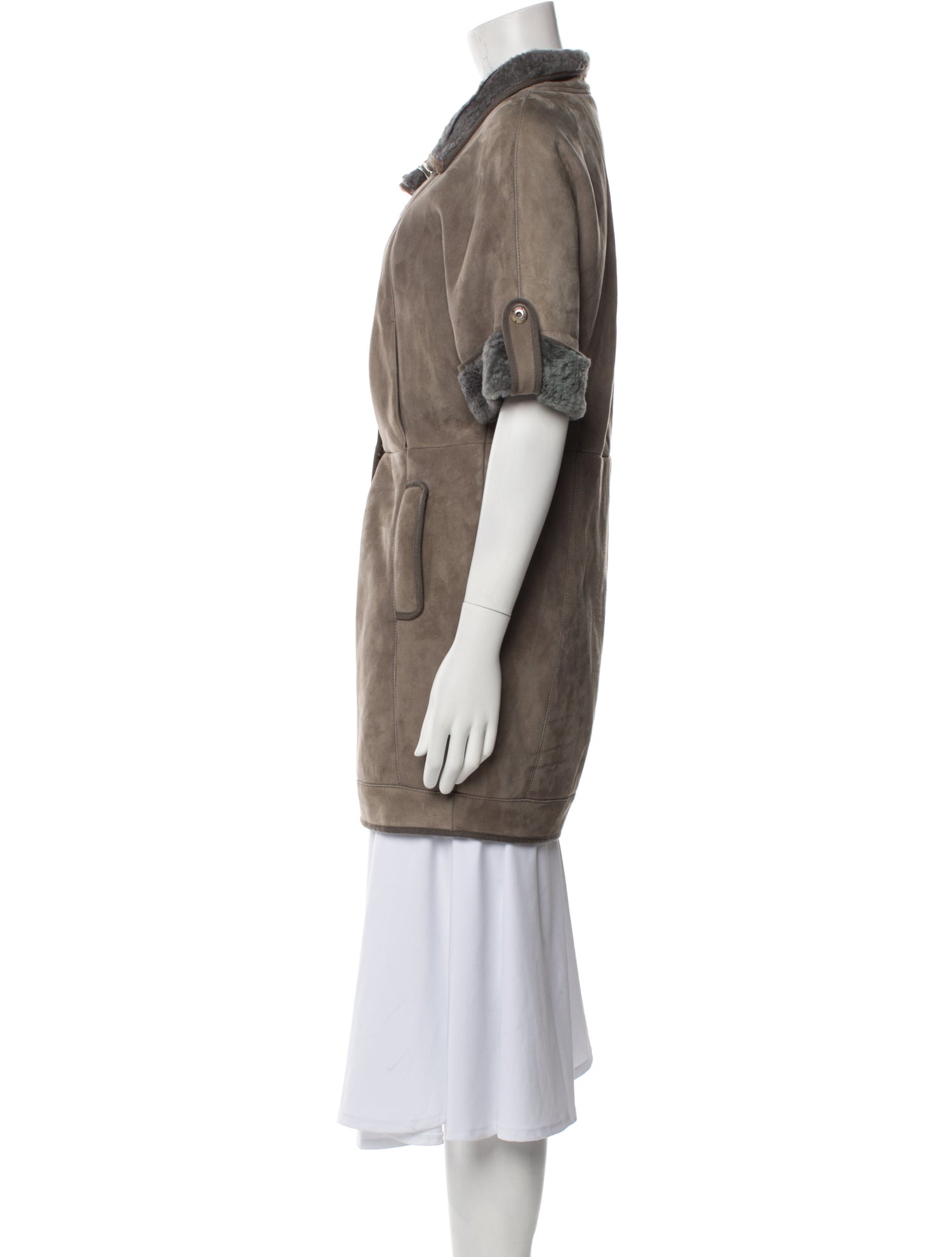 Brunello Cucinelli Silk Faux Fur Coat