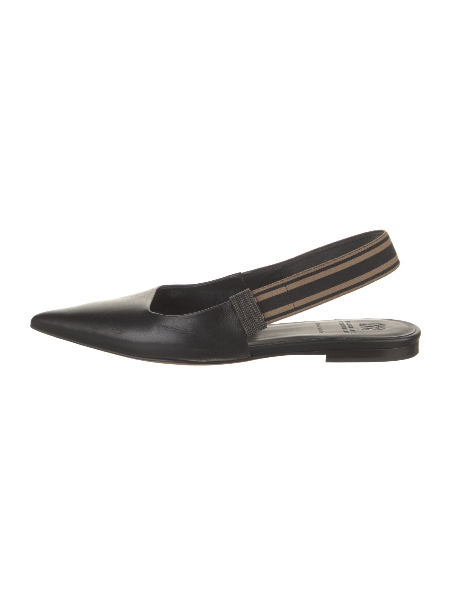 Brunello Cucinelli Monili Leather Slingback Flats
