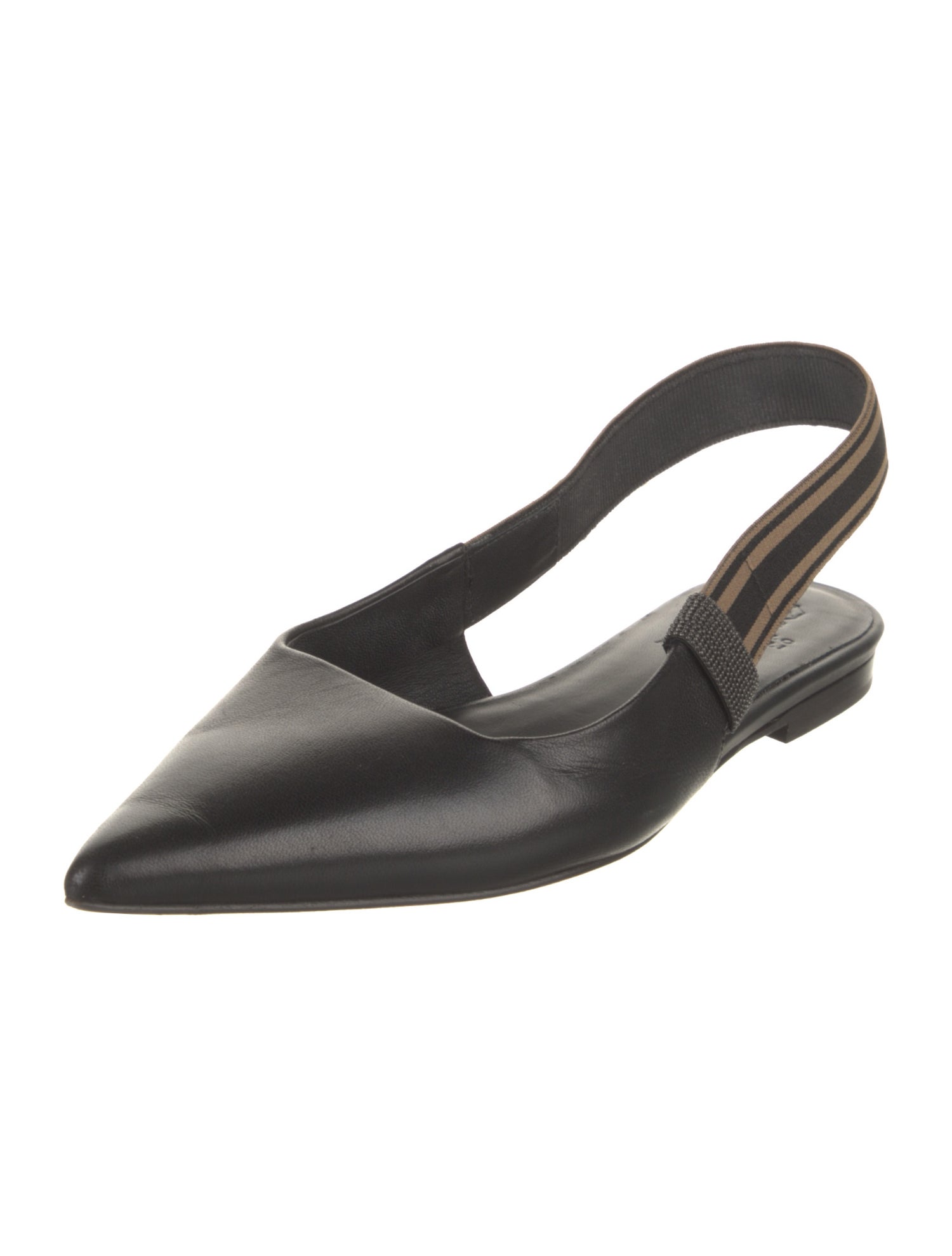 Brunello Cucinelli Monili Leather Slingback Flats