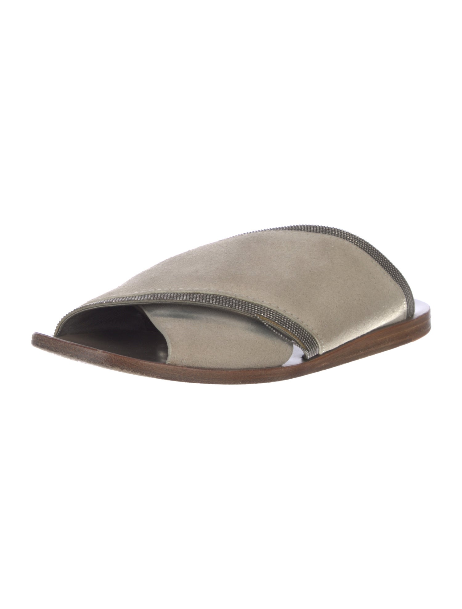 Brunello Cucinelli Suede Colorblock Pattern Slides