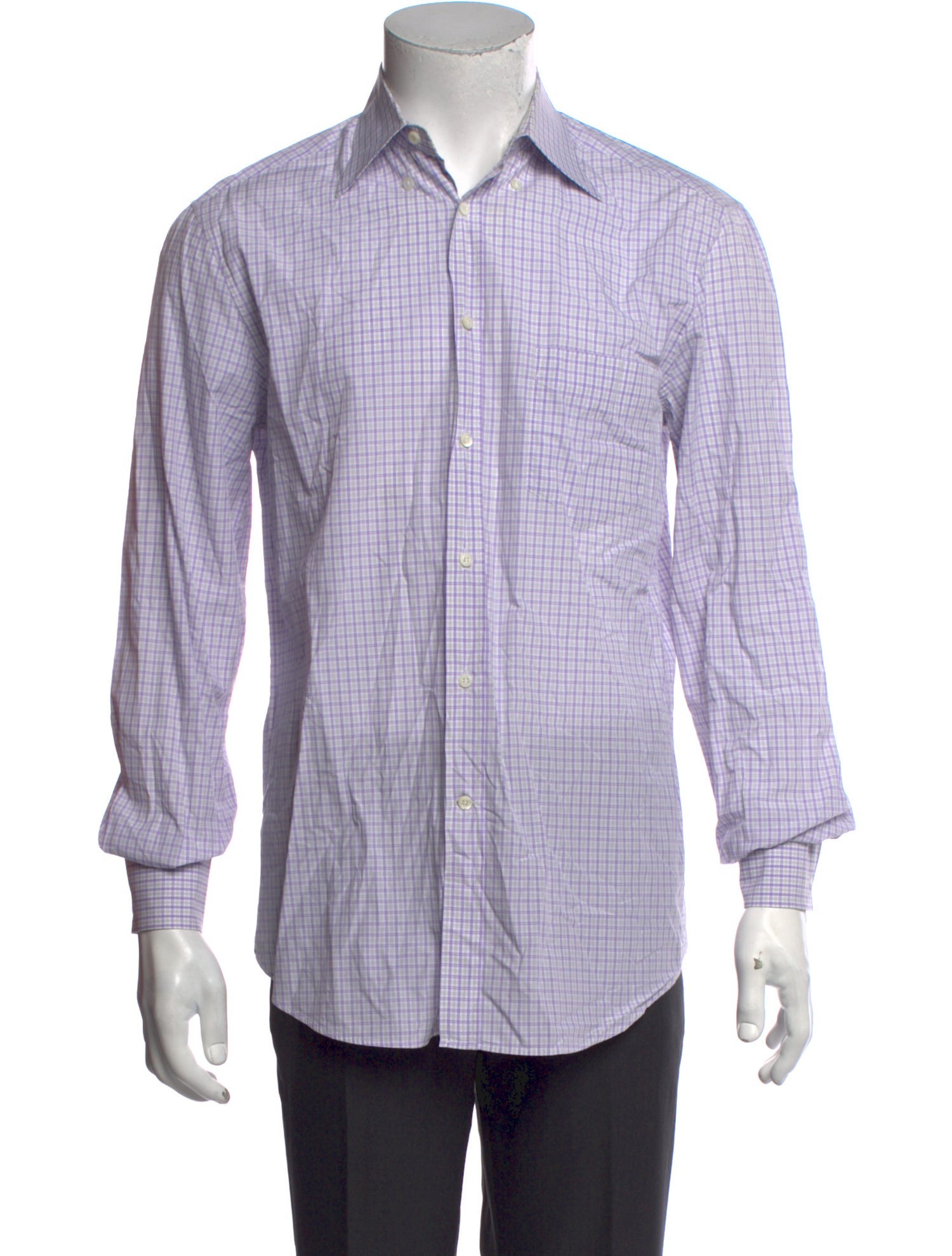 Brunello Cucinelli Plaid Print Long Sleeve Dress Shirt