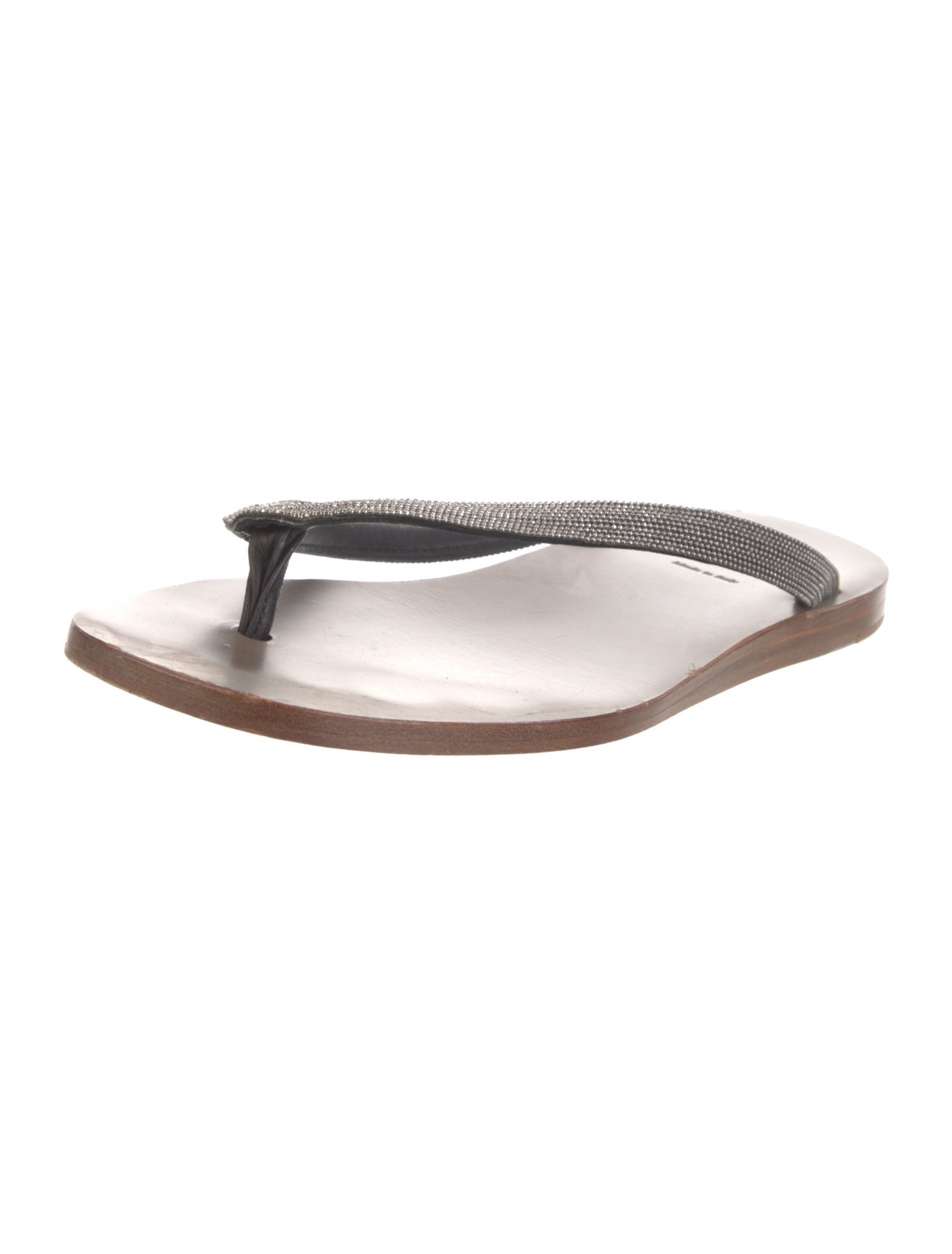 Brunello Cucinelli Monili Leather Slides