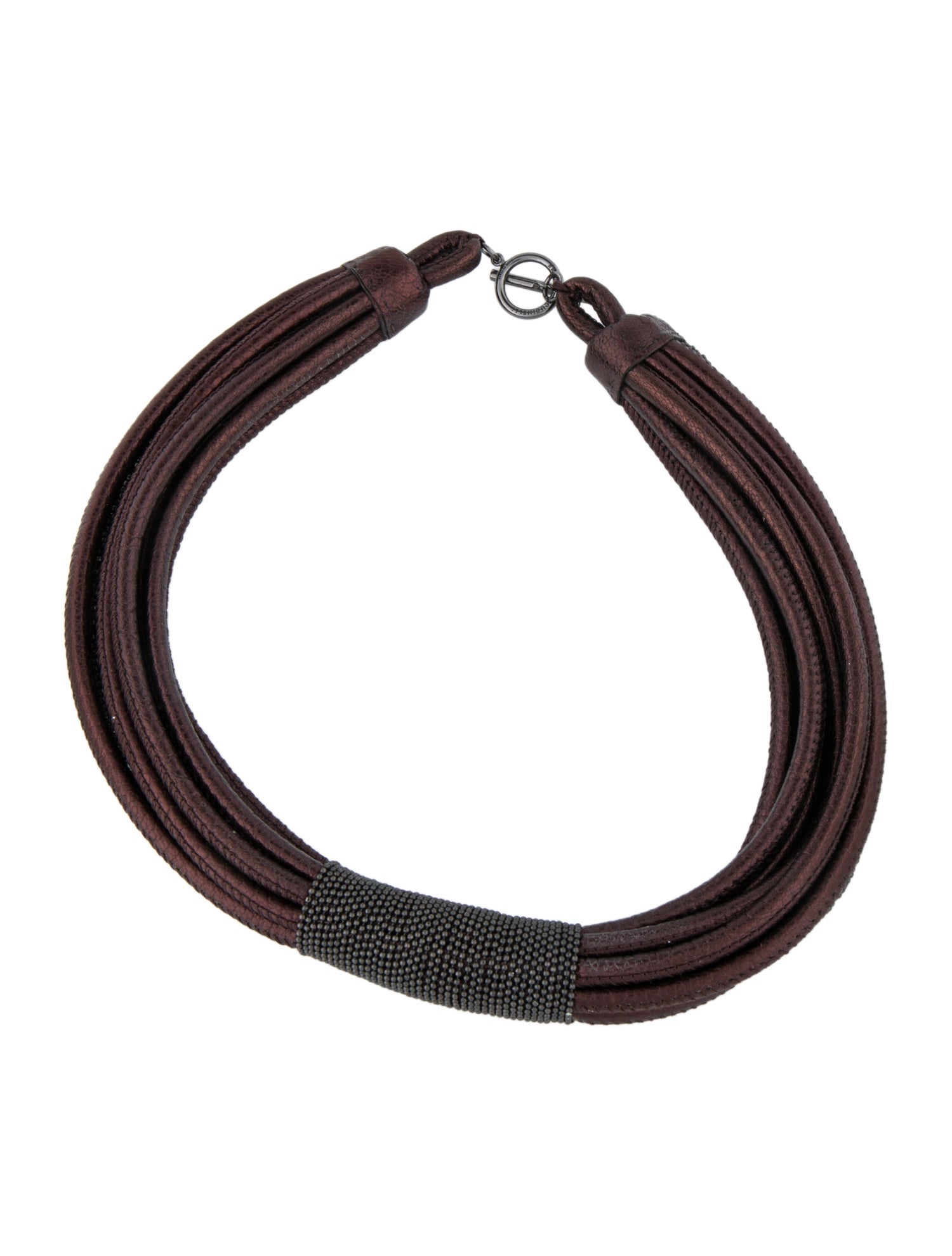 Brunello Cucinelli Leather Monili Collar Necklace