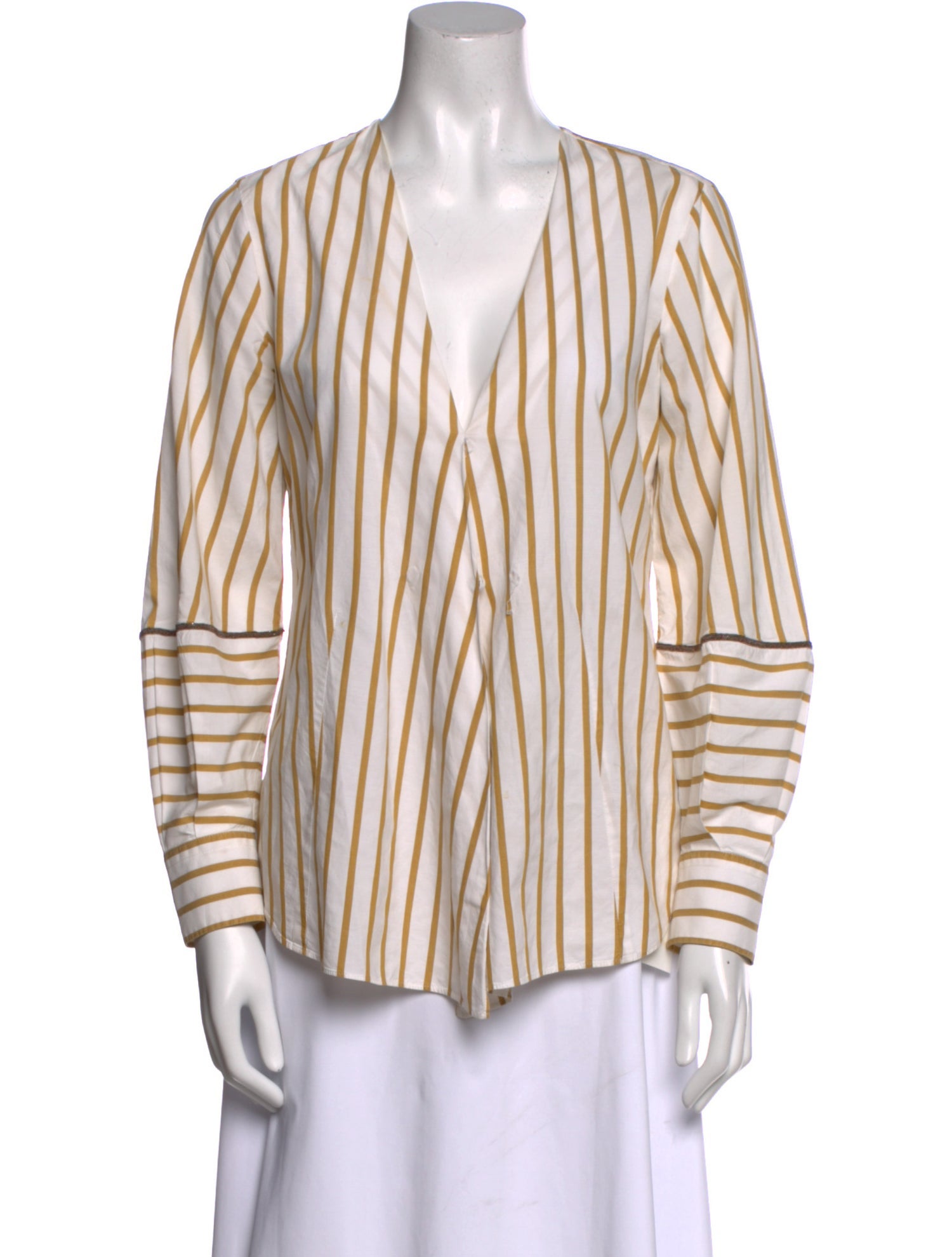 Brunello Cucinelli Striped V-Neck Blouse