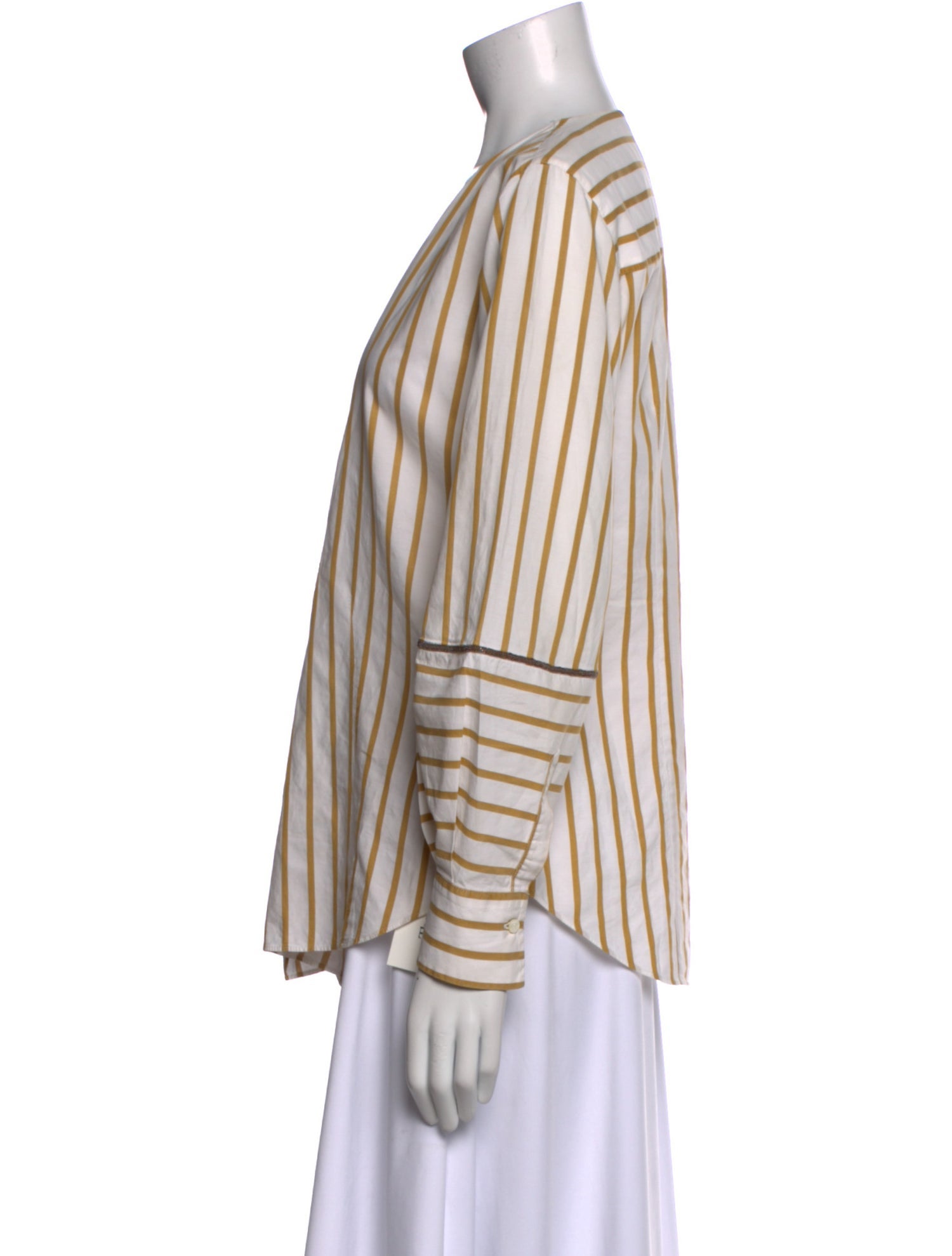 Brunello Cucinelli Striped V-Neck Blouse