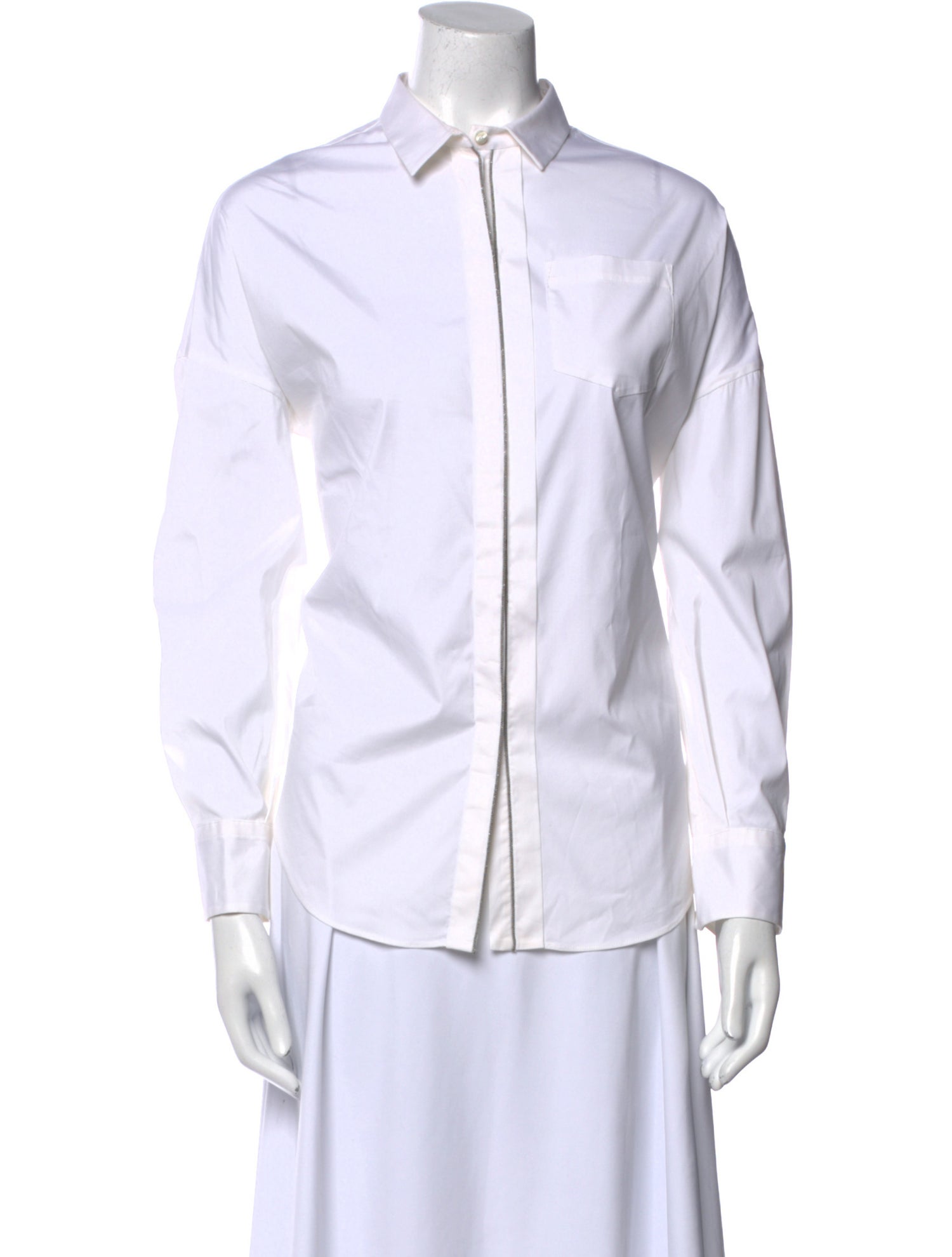 Brunello Cucinelli Long Sleeve Button-Up Top