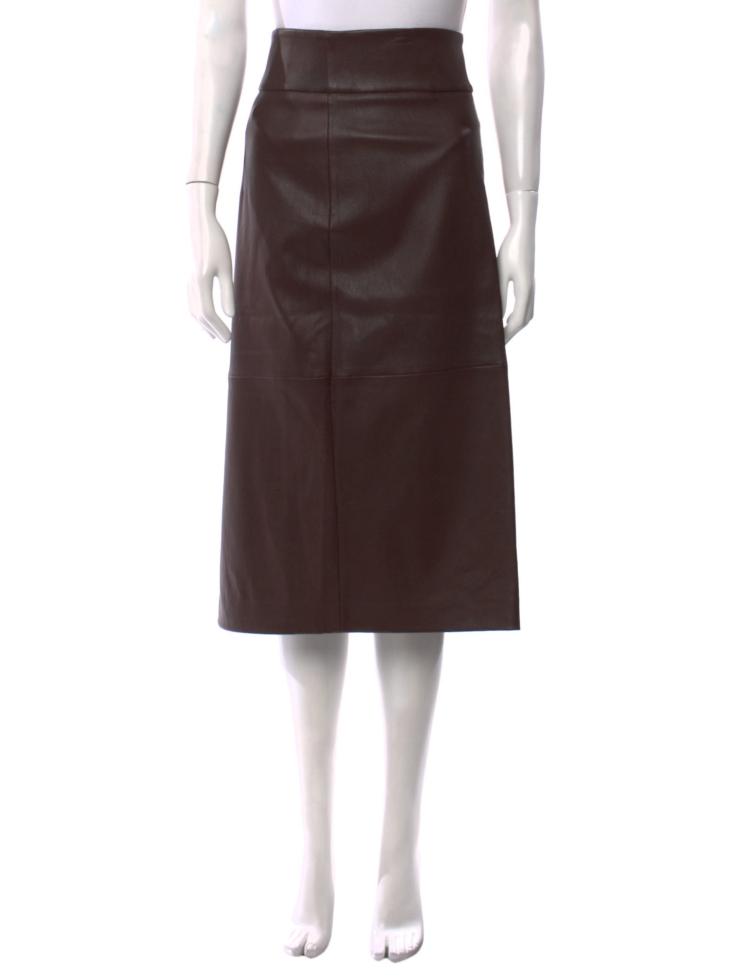 Brunello Cucinelli Leather Midi Length Skirt