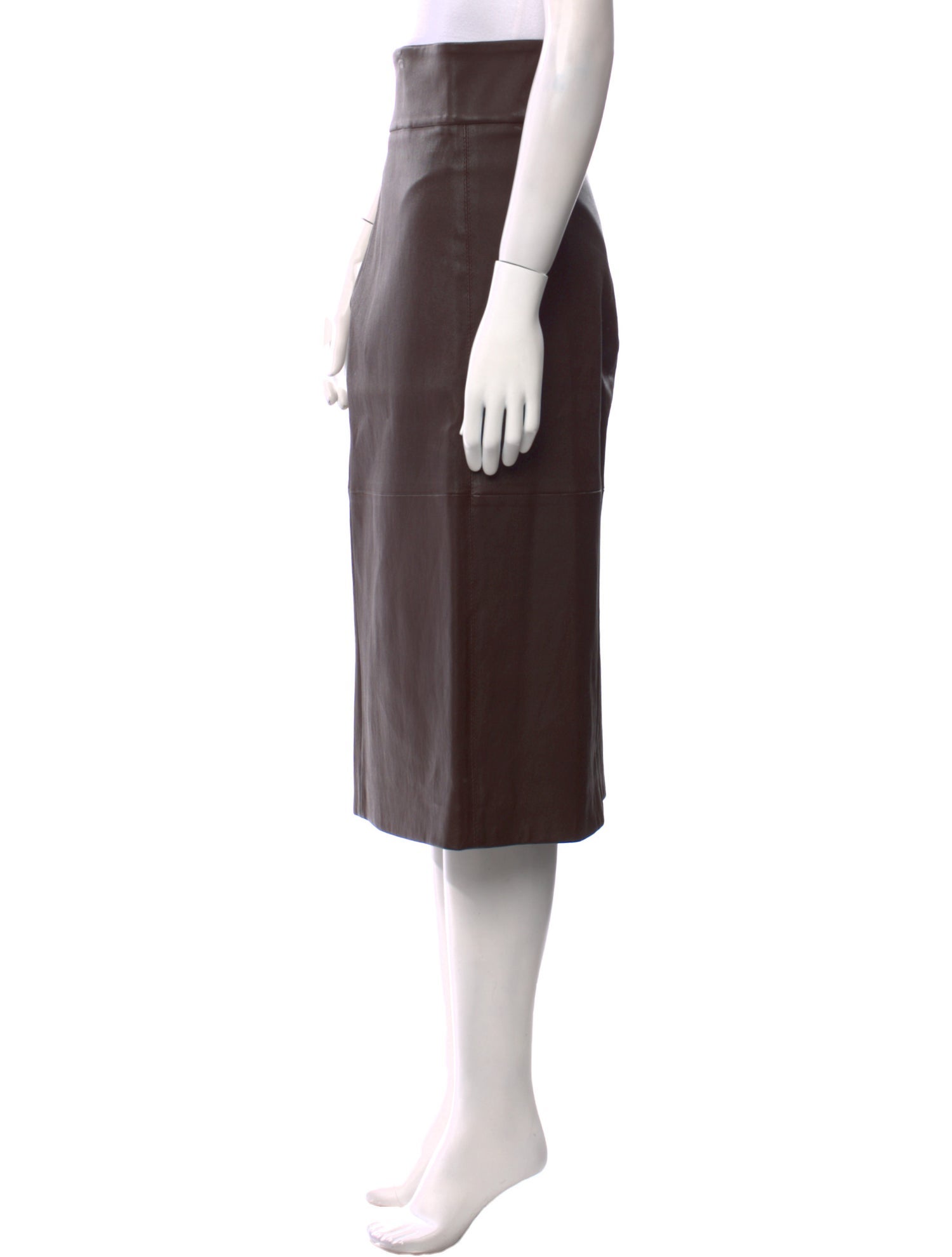 Brunello Cucinelli Leather Midi Length Skirt