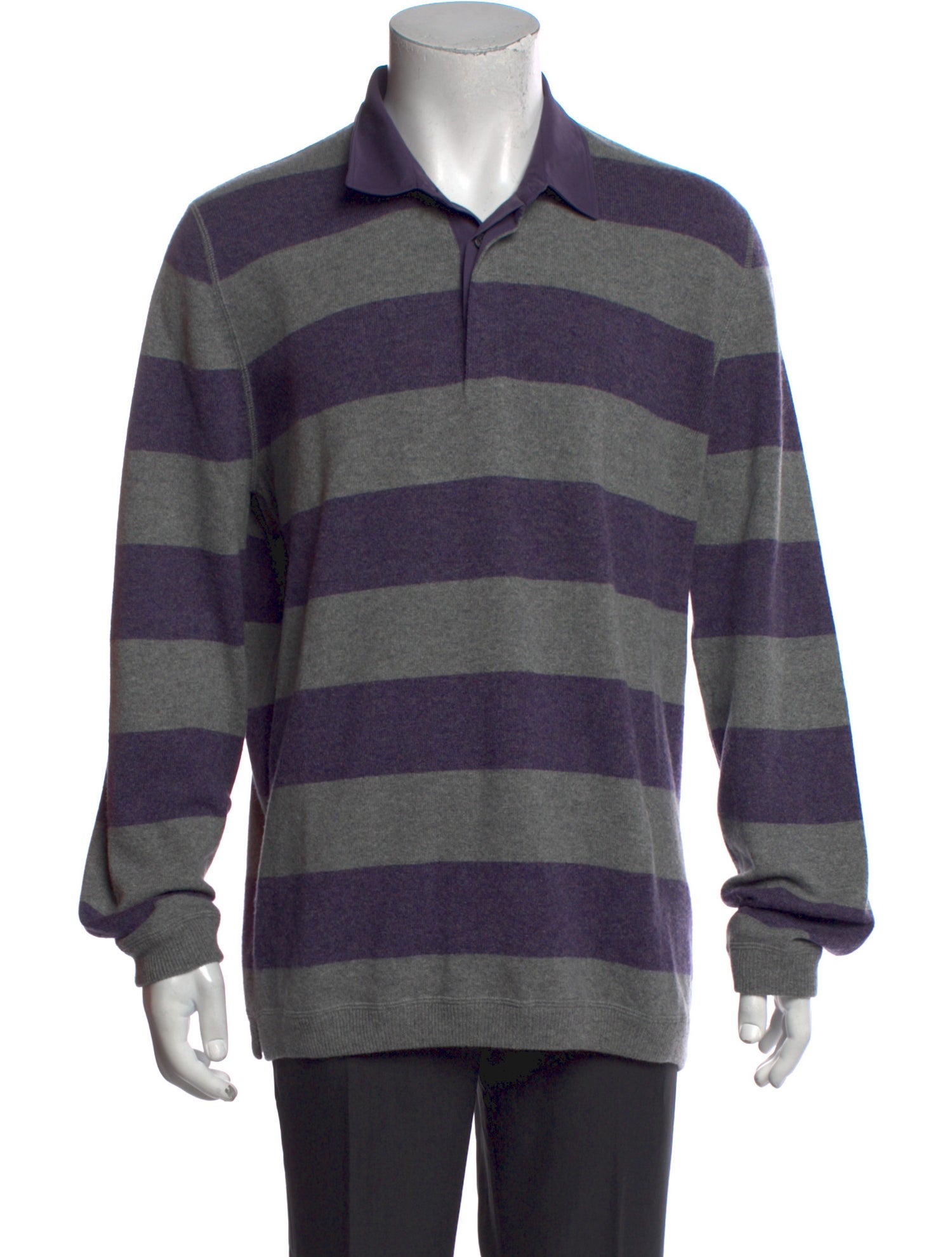 Brunello Cucinelli Cashmere Striped Polo Sweater