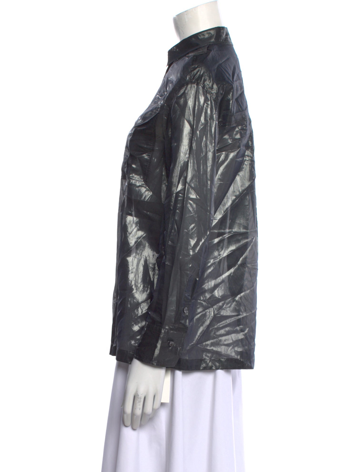 Brunello Cucinelli Silk Long Sleeve Button-Up Top