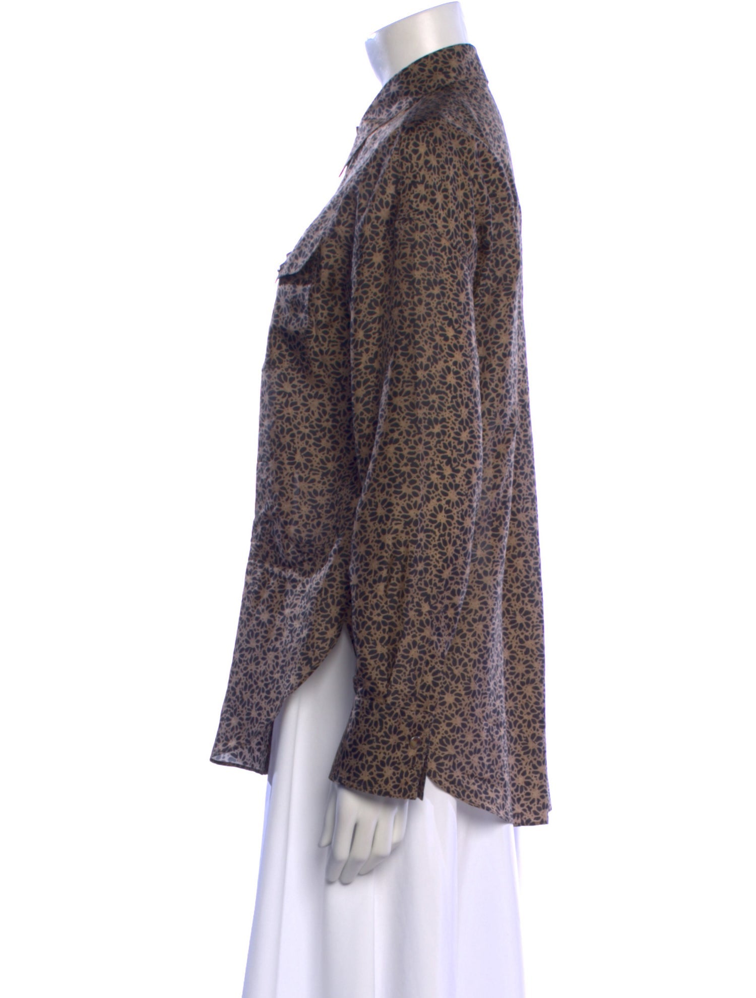 Brunello Cucinelli Printed Long Sleeve Button-Up Top