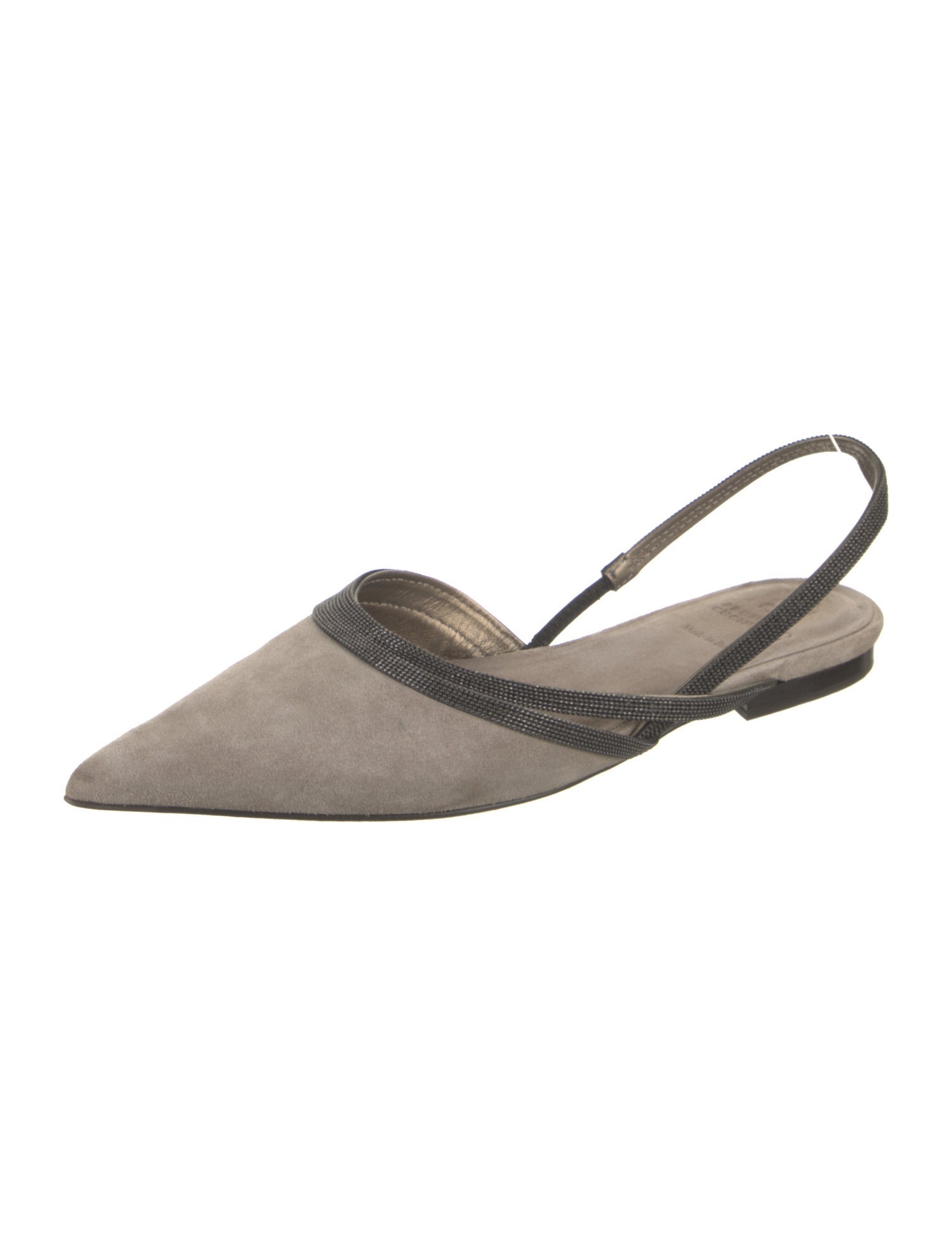 Brunello Cucinelli Monili Suede Slingback Flats